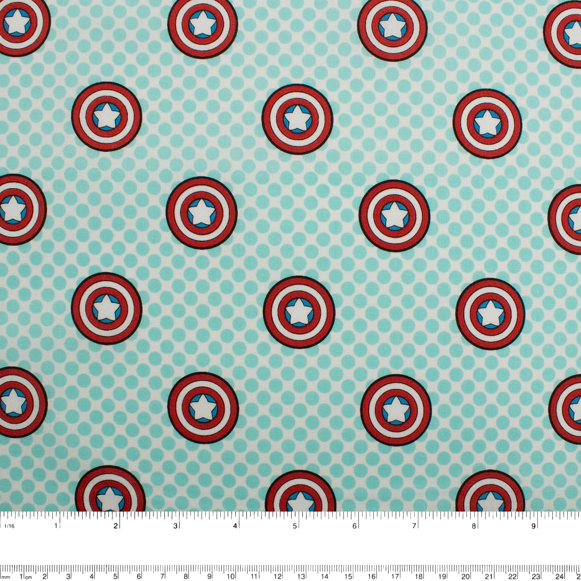 Licensed Cotton Print - Captain America dots - White - Image 3