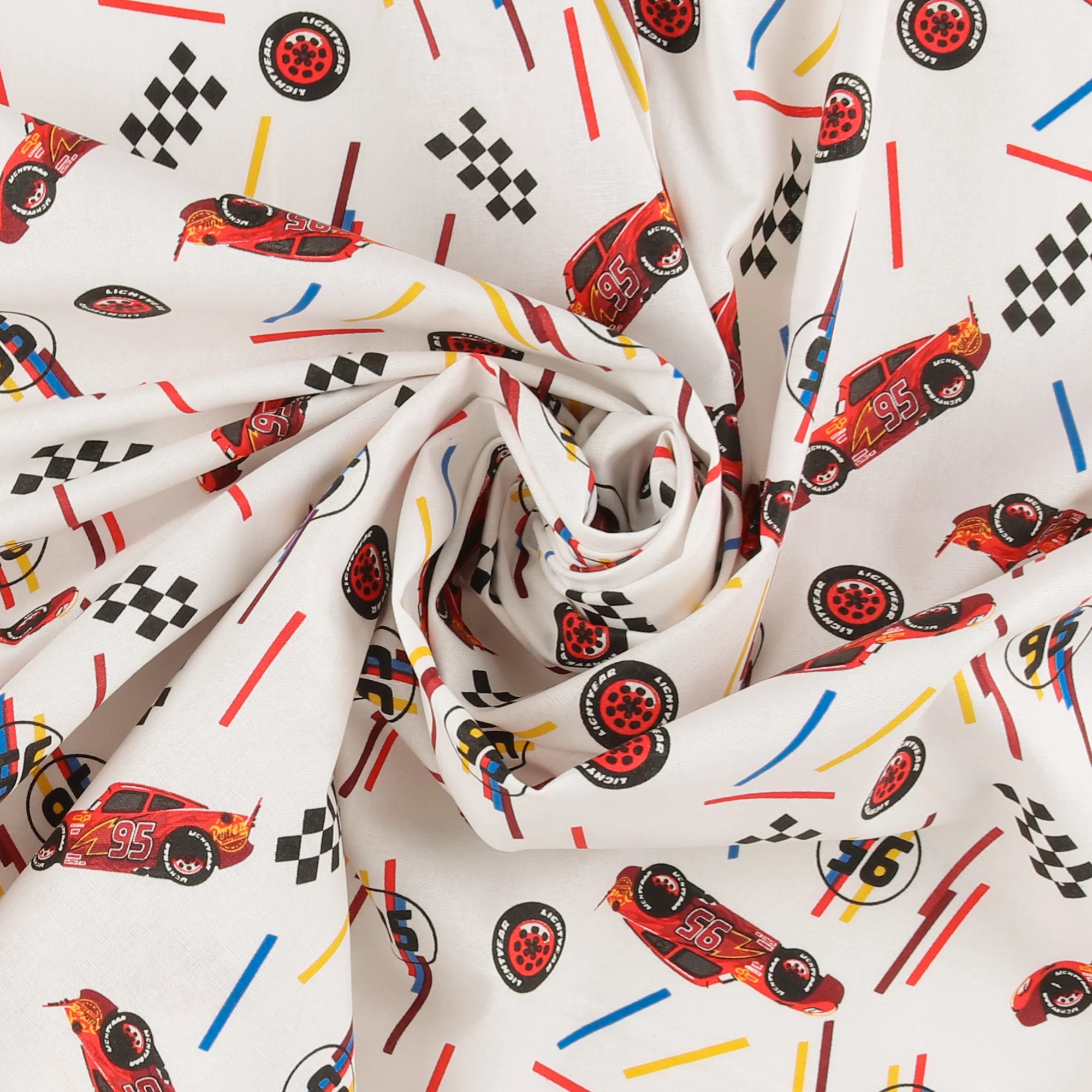 Licensed Cotton Print - McQueen Tires - White - Image 2