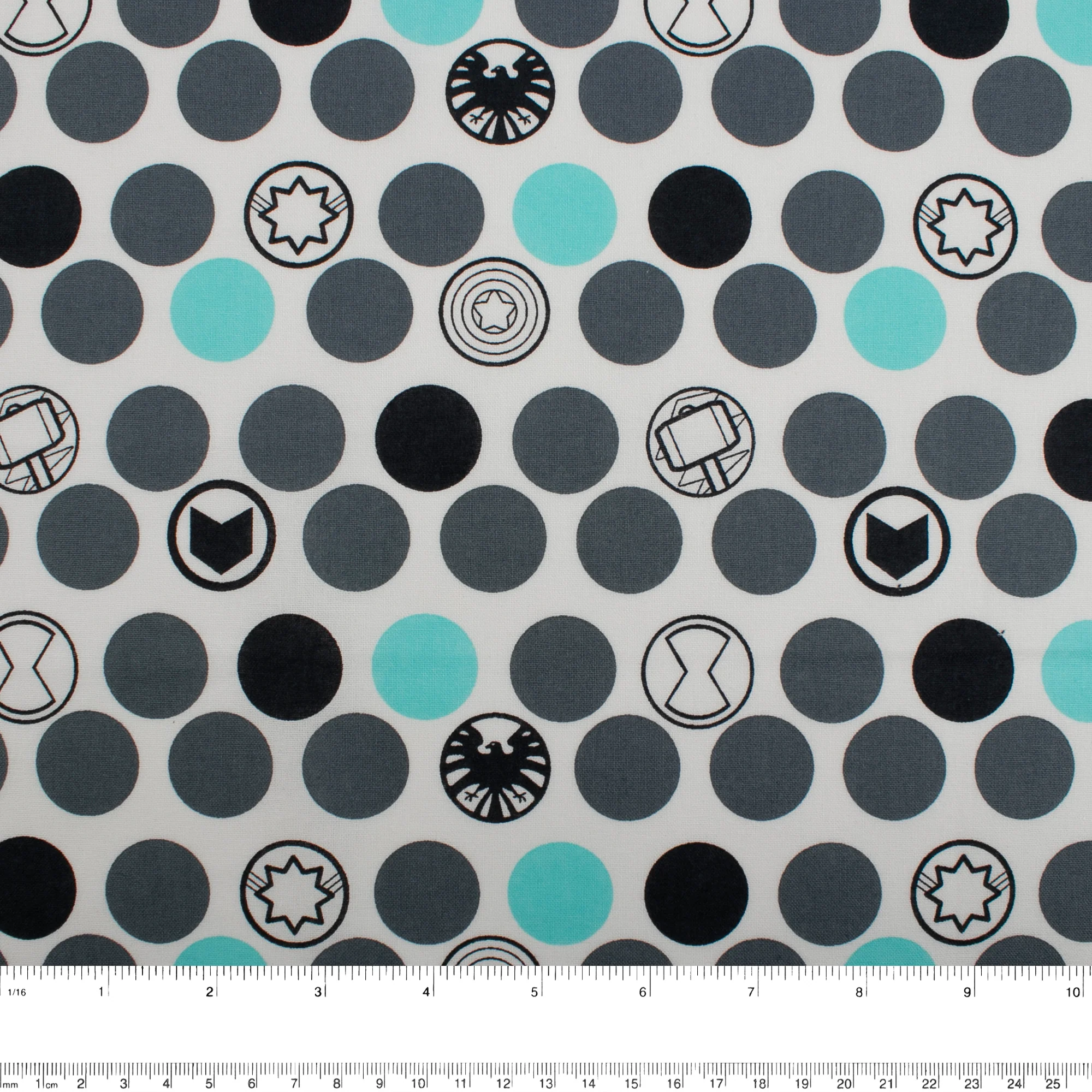 Licensed Cotton Print - Super heros dots - White - Image 3