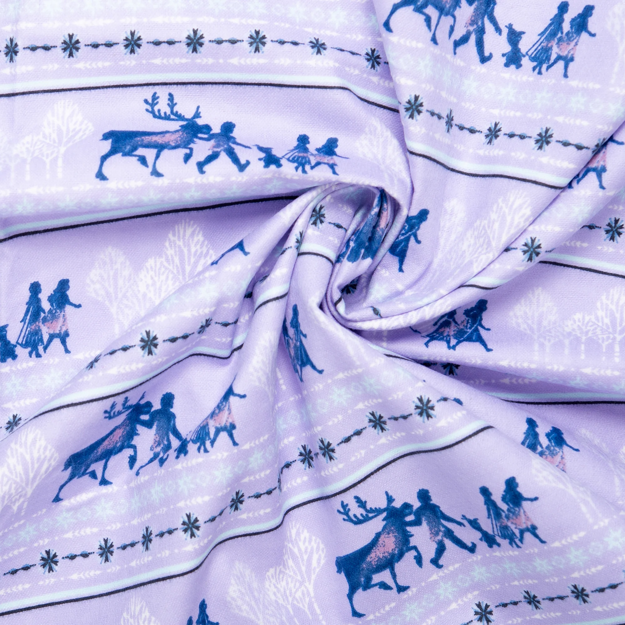 Licensed Flannelette Print - Frozen stripe - Lilac - Image 2