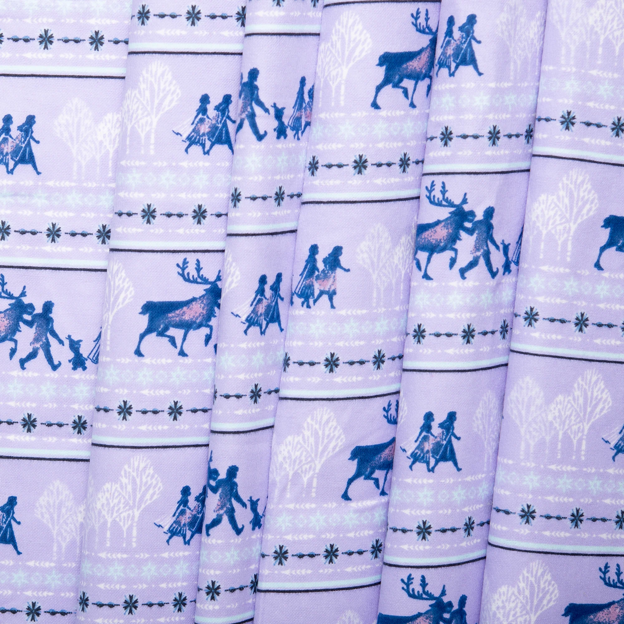 Licensed Flannelette Print - Frozen stripe - Lilac - Image 4