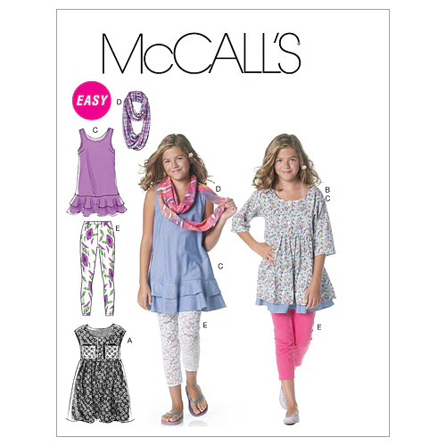 M6275 Girls'/Girls' Plus Dresses, Scarf and Leggings (size: 10 1/2 - 16 1/2)