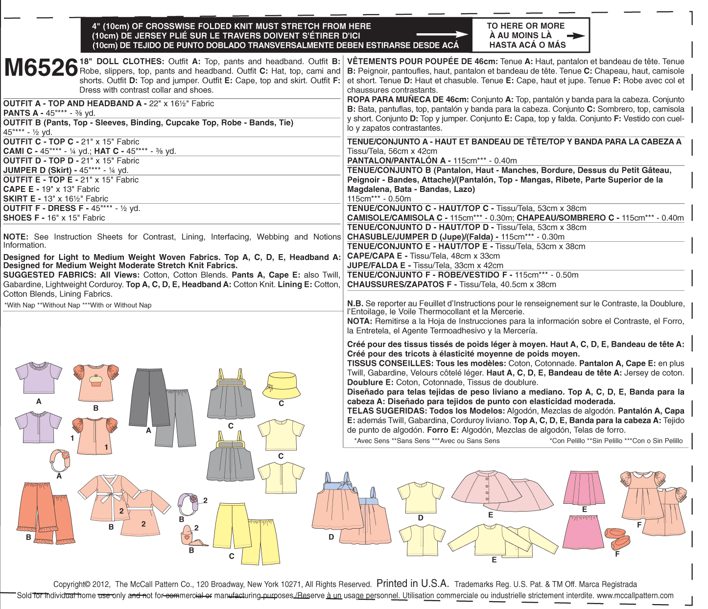 M6526 18" (46cm) Doll Clothes (size: One Size Only) - Image 2