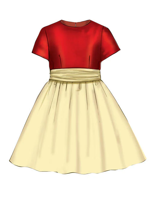 M7648 Childrens'/Girls' Gathered Dresses with Petticoat and Sash (size: 7-8-10-12-14) - Image 5