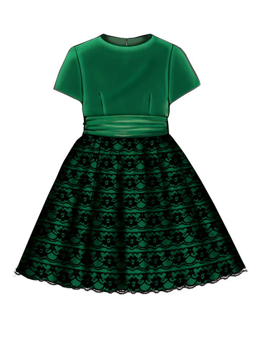 M7648 Childrens'/Girls' Gathered Dresses with Petticoat and Sash (size: 7-8-10-12-14) - Image 6