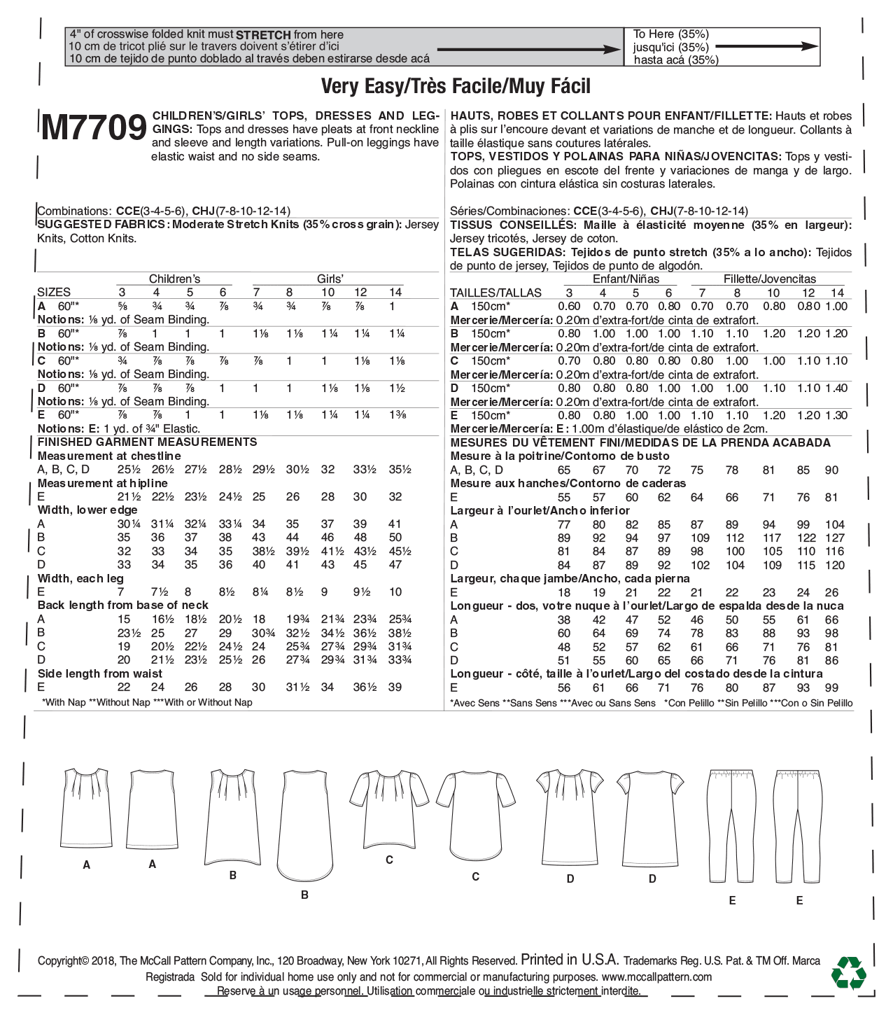 M7709 Children/Girls' Tops, Dresses and Leggings (size: 7-8-10-12-14) - Image 10
