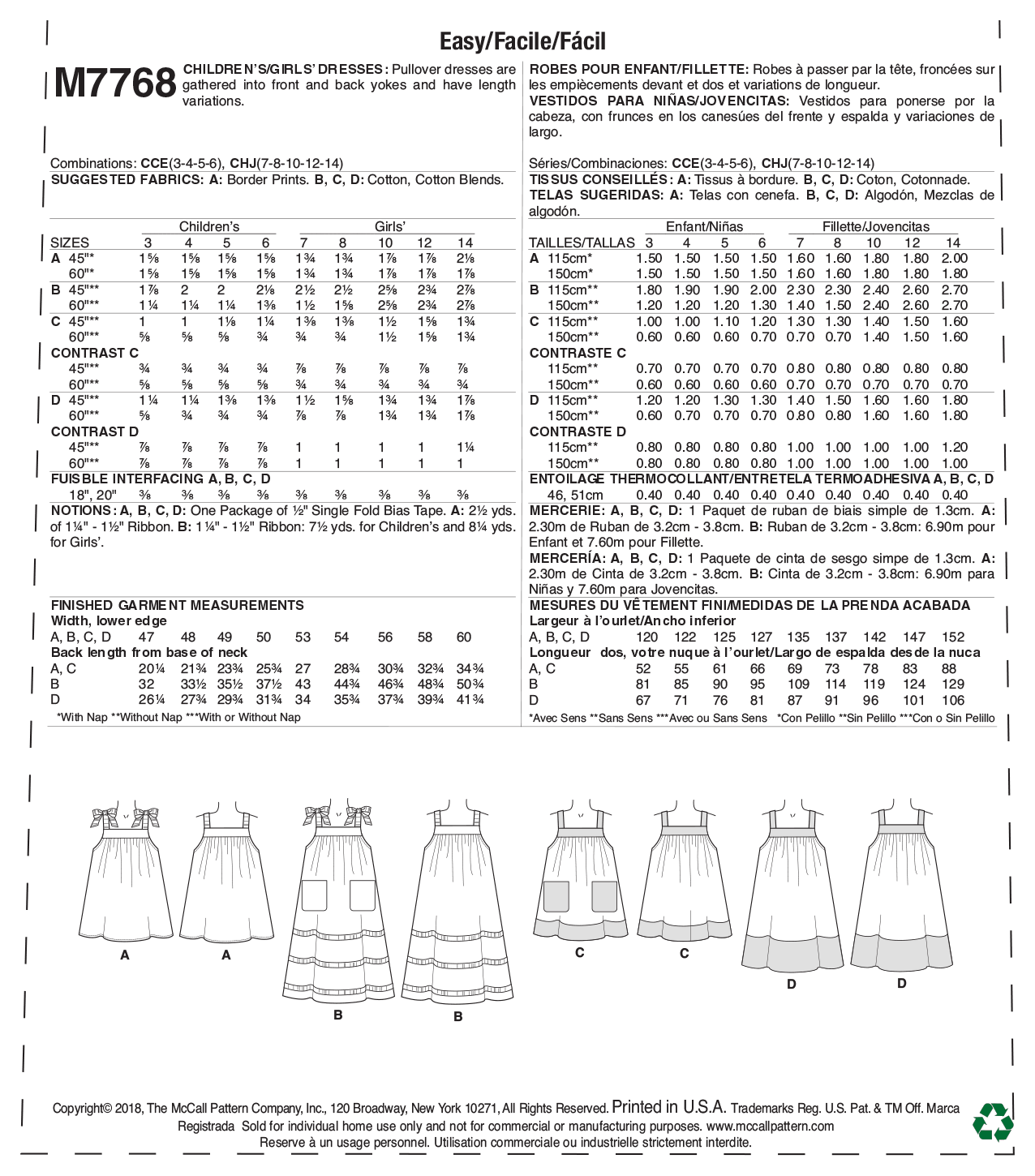 M7768 Children's/Girls' Dresses (size: 7-8-10-12-14) - Image 9