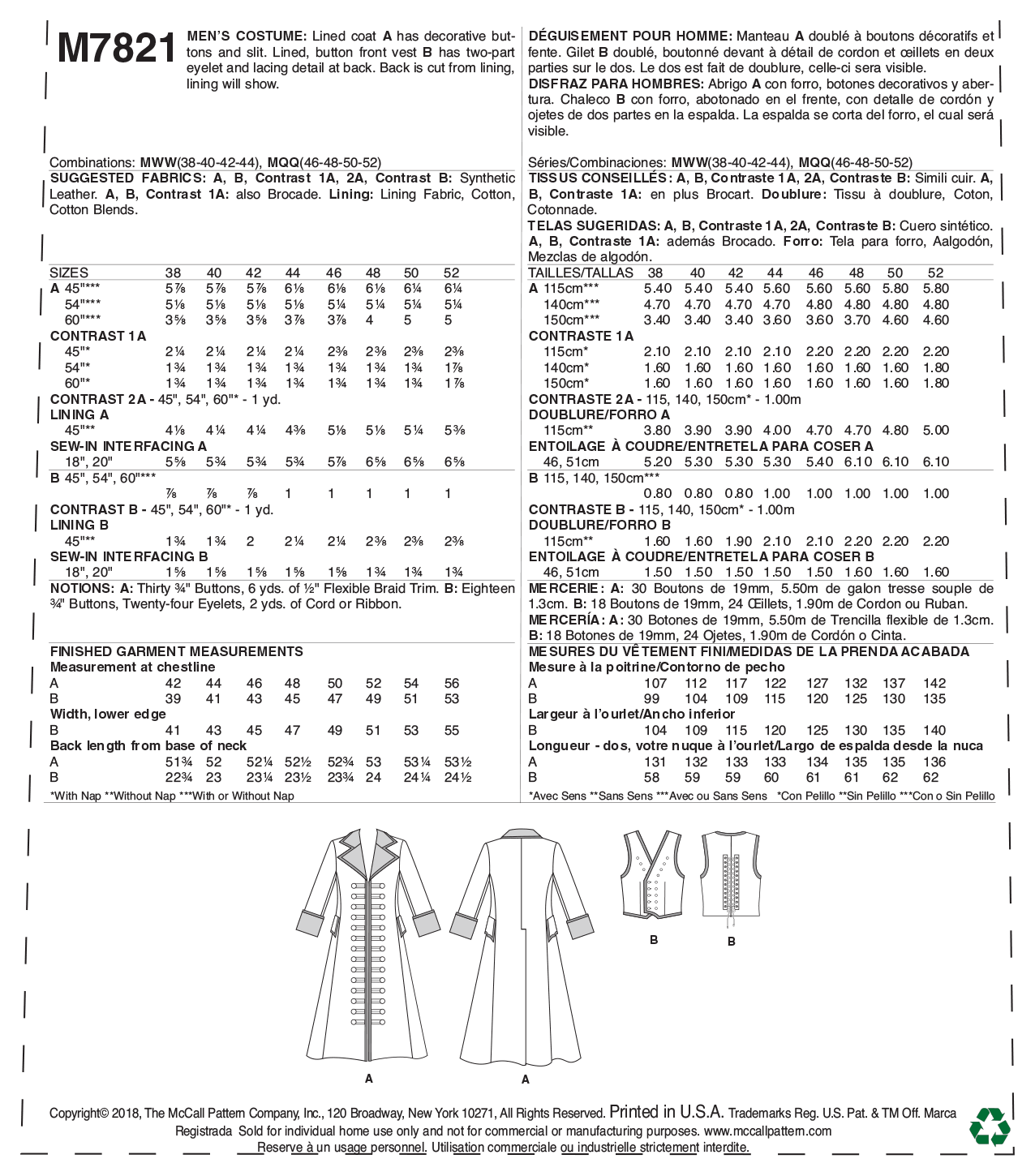 M7821 Men's Costume (size: 46-48-50-52) - Image 8