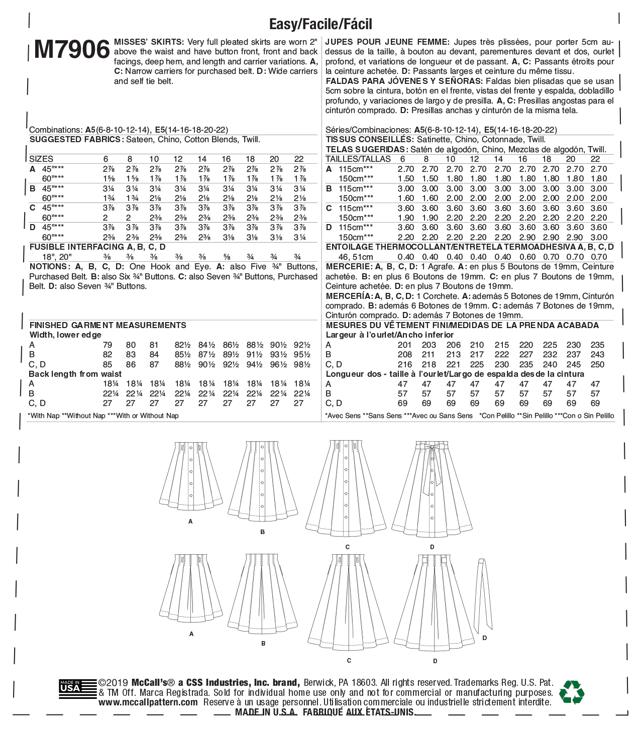 M7906 Misses' Skirts (size: 14-16-18-20-22) - Image 8