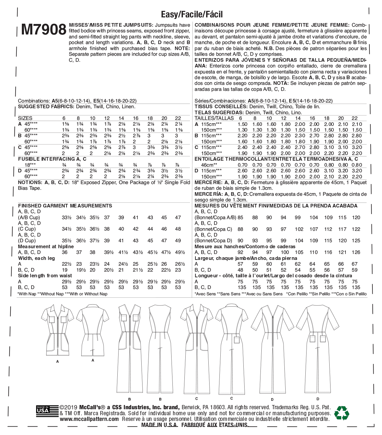 M7908 Misses'/Miss Petite Jumpsuits (size: 14-16-18-20-22) - Image 8
