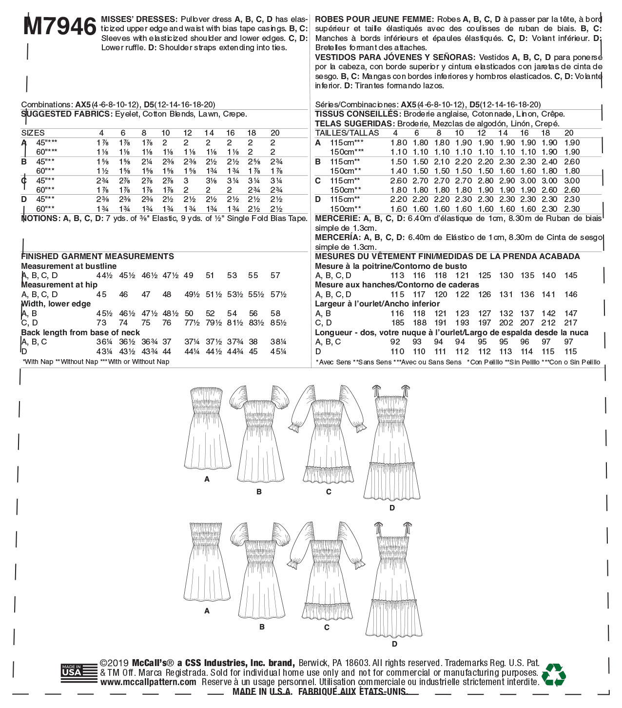 M7946 Misses' Dresses (size: 12-14-16-18-20) - Image 9