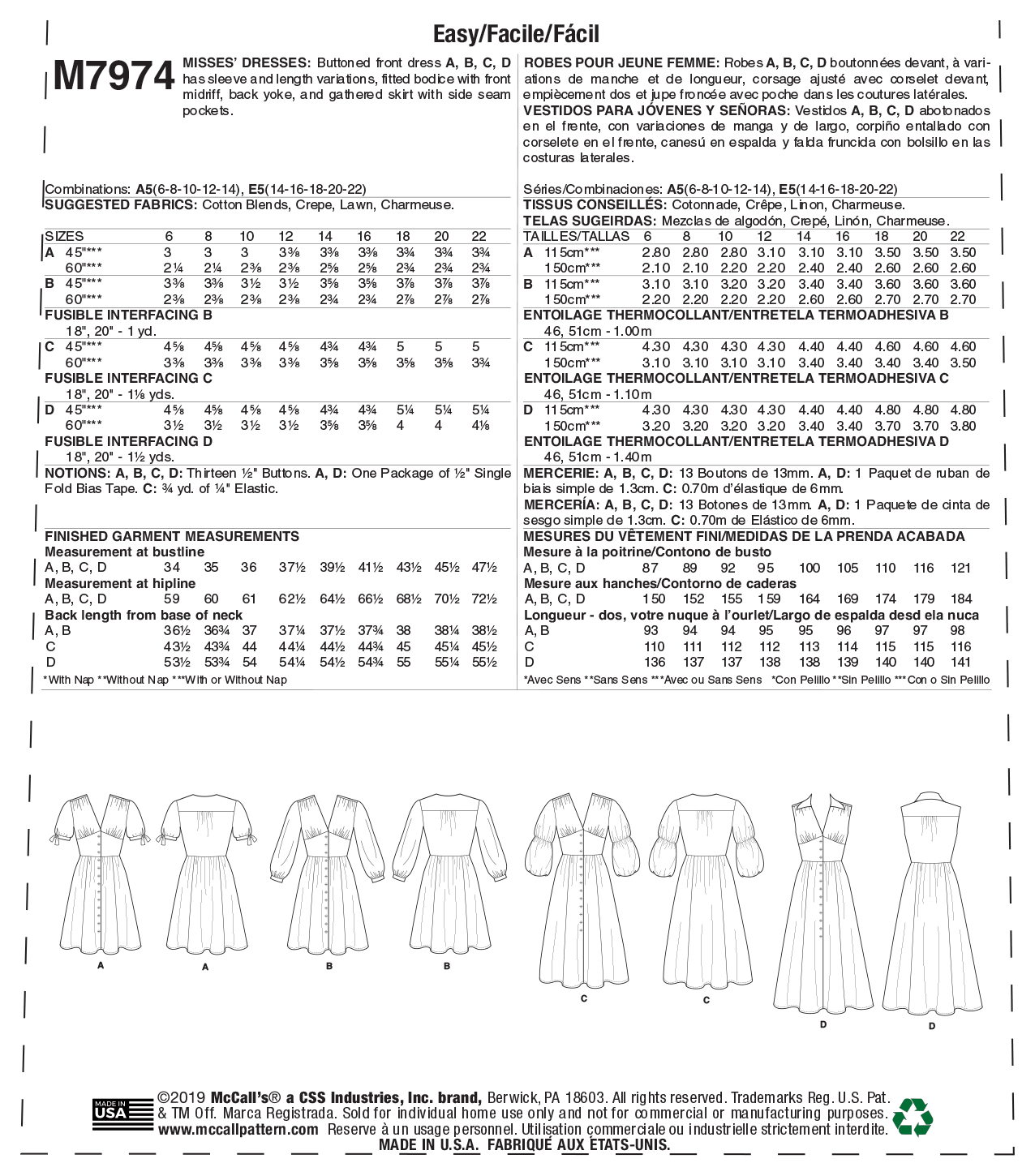 M7974 Misses' Dresses (size: 14-16-18-20-22) - Image 9