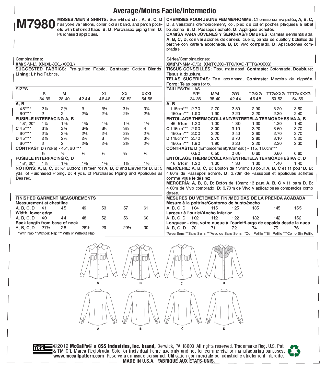 M7980 Misses' and Men's Shirts (size: XL-XXL-XXXL) - Image 10