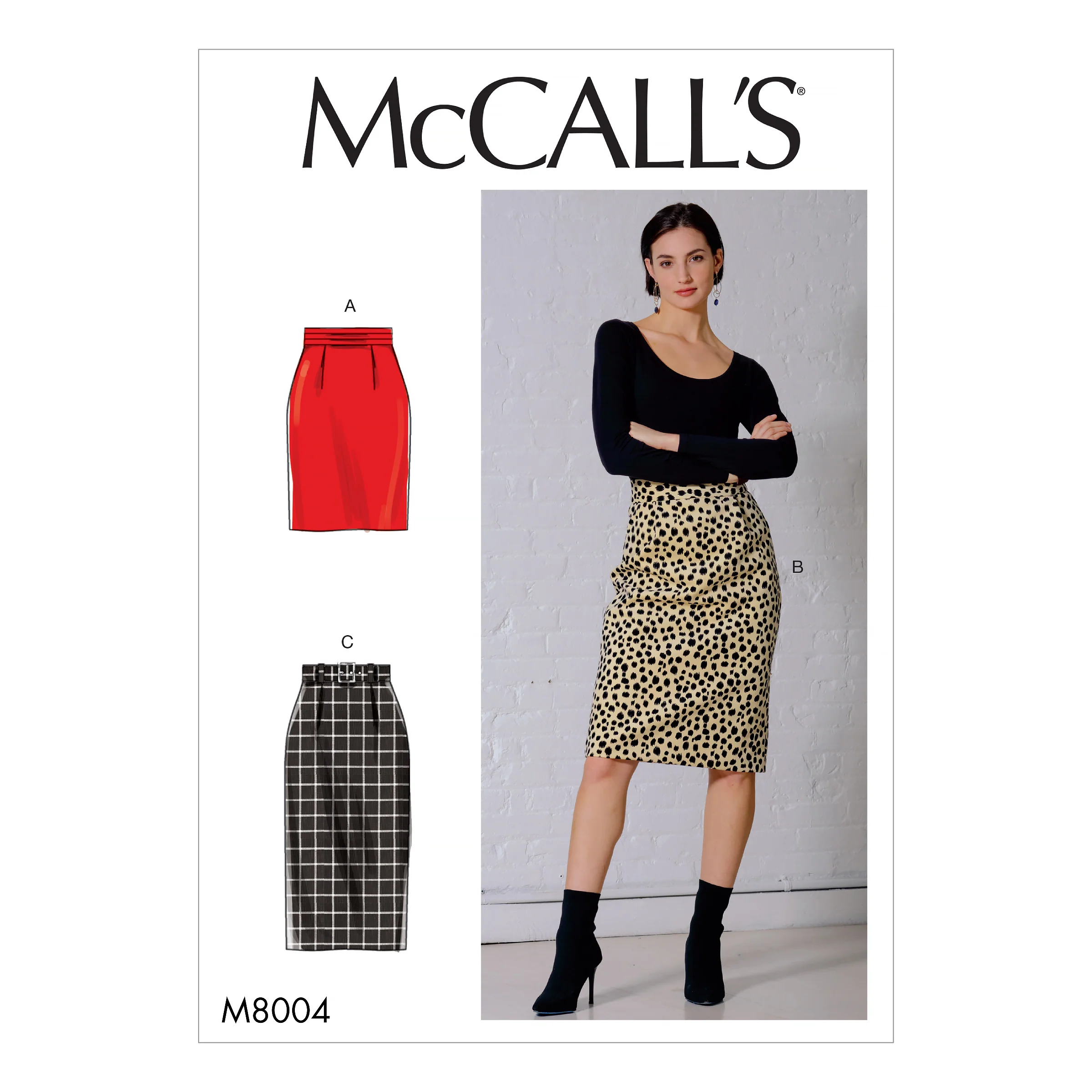 M8004 Misses' Skirt and Belt (size: 14-16-18-20-22)