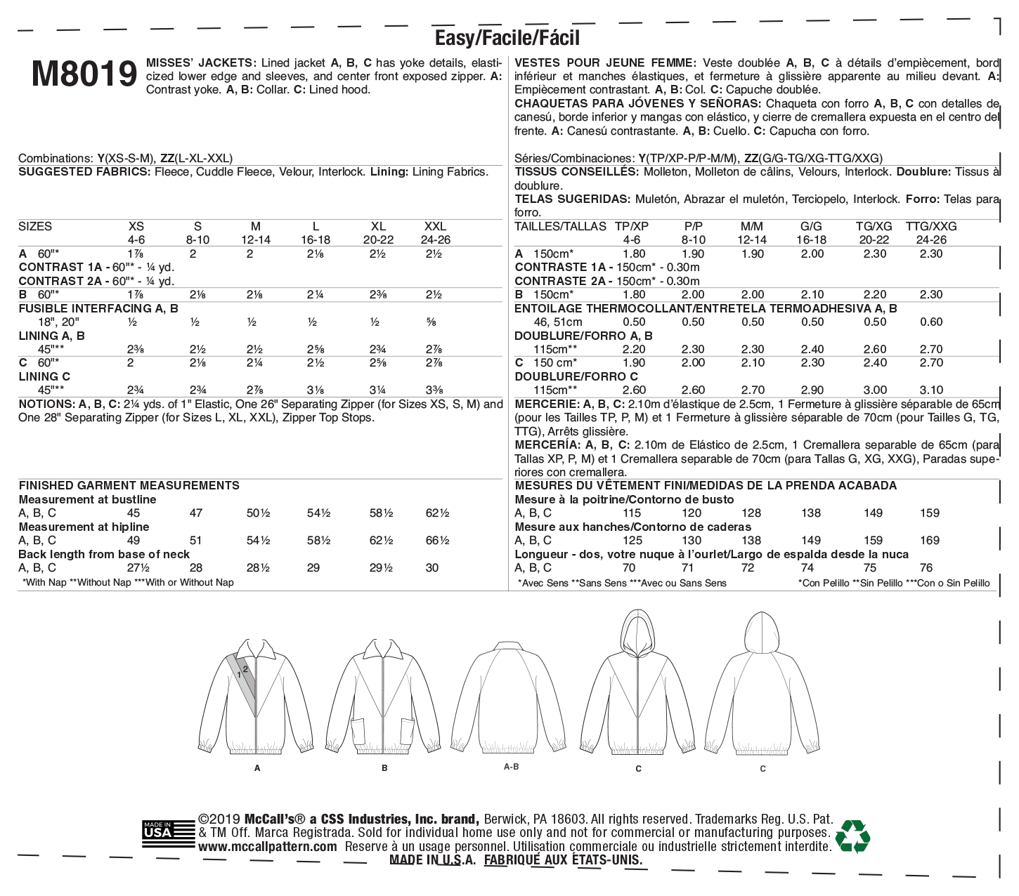 M8019 Misses' Jackets (size: L-XL-XXL) - Image 8