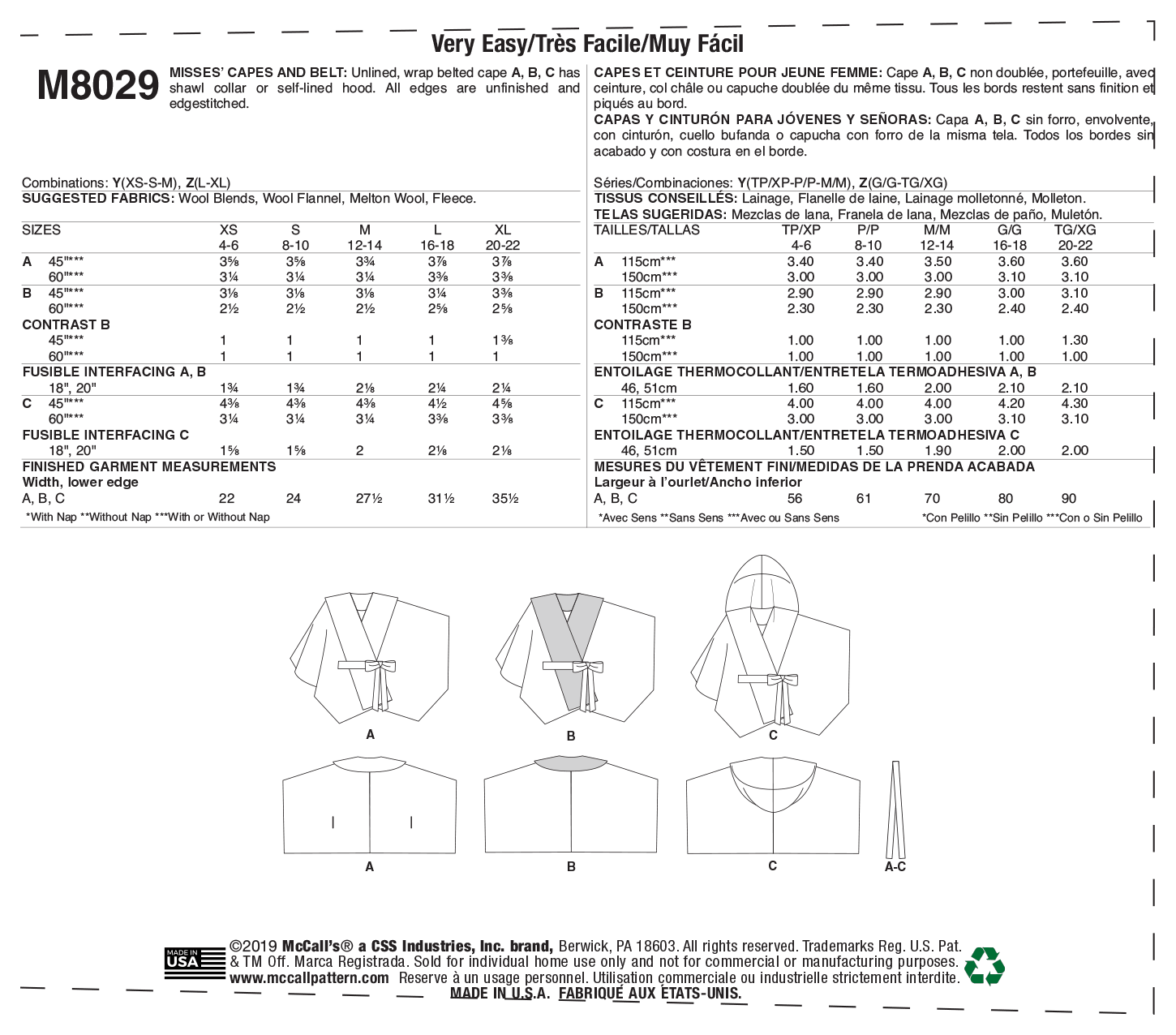 M8029 Misses' Capes & Belt (size: L-XL) - Image 8