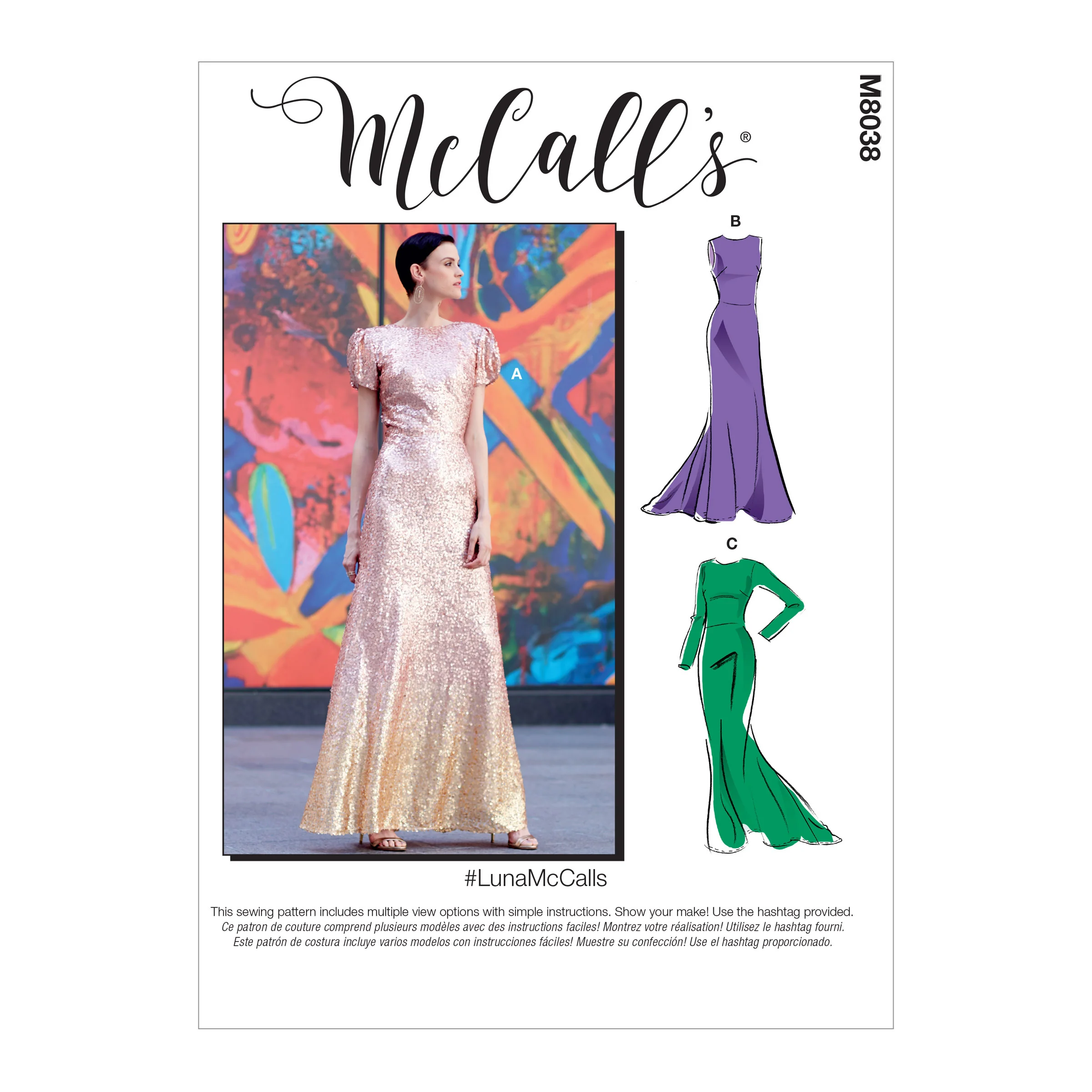 M8038 #LunaMcCalls - Misses' & Women's Special Occasion Dresses (size: 18W-20W-22W-24W)