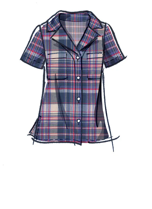 M8067 #LivMcCalls - Misses' Button-Front Tops with Collar and Sleeve Options (size: 14-16-18-20-22) - Image 3