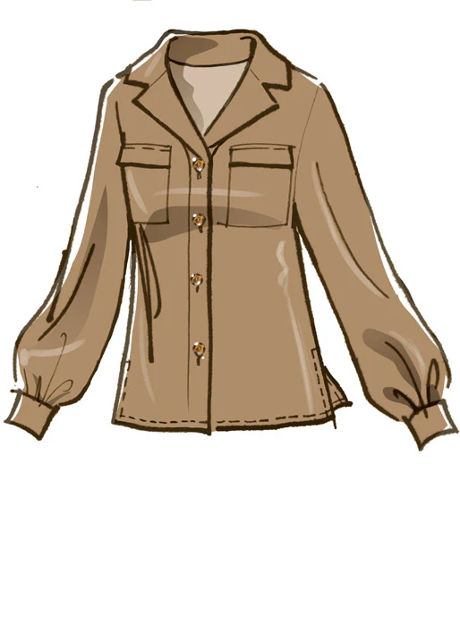 M8067 #LivMcCalls - Misses' Button-Front Tops with Collar and Sleeve Options (size: 14-16-18-20-22) - Image 4