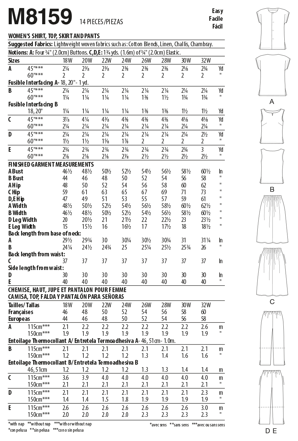 M8159 #CherylMcCalls - Women's Side Slit Shirt, Top, Skirt & Pants (Size: 26W-28W-30W-32W) - Image 2