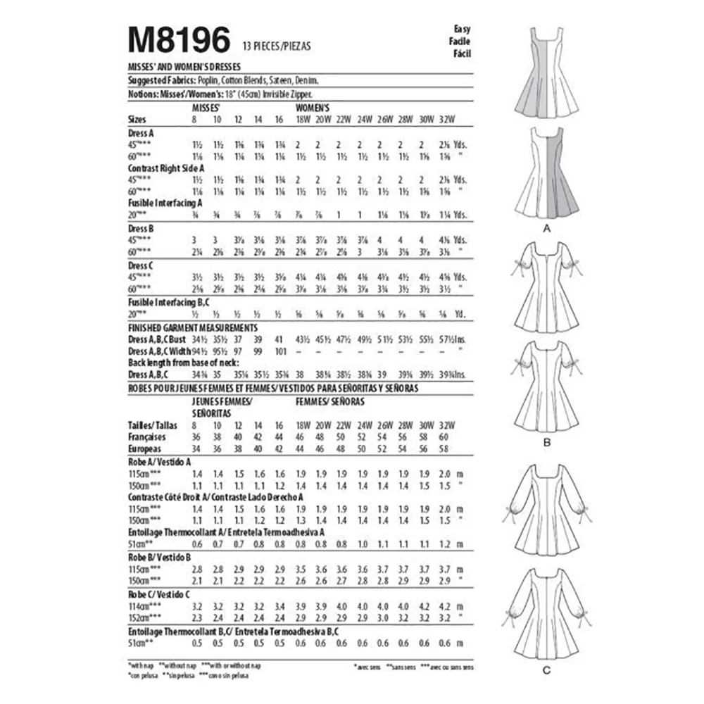 M8196 Misses' & Women's Dresses (size: 26W-28W-30W-32W) - Image 2