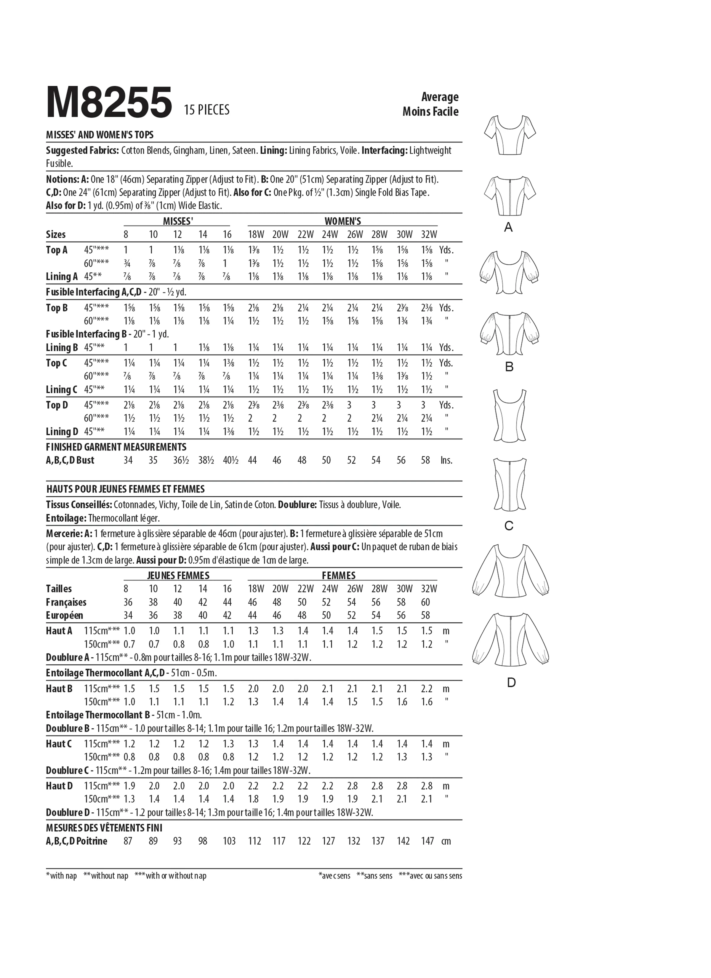 M8255 Misses' and Women's Tops (18W-20W-22W-24W) - Image 2