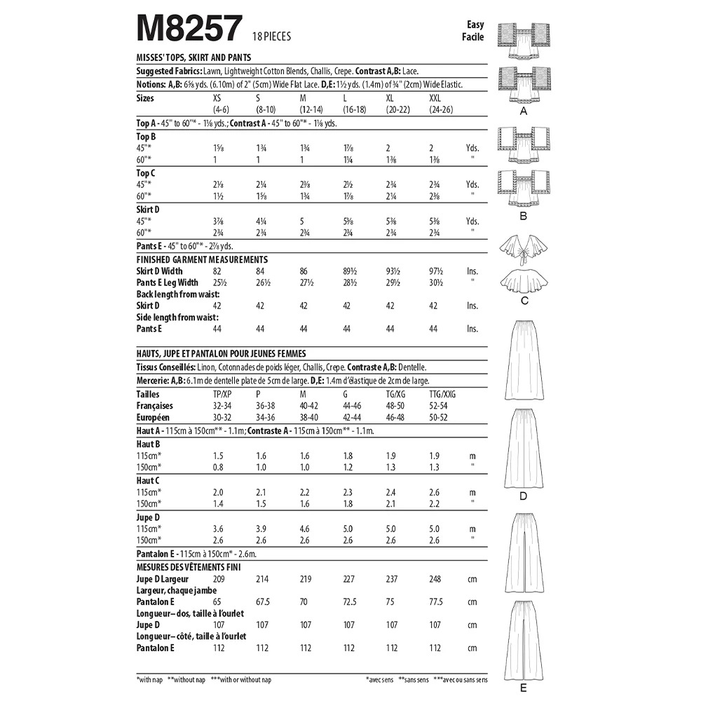 M8257 Misses' Tops, Skirt and Pants - Image 2