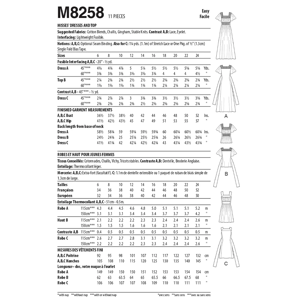 M8258 Misses' Dresses and Top - Image 2