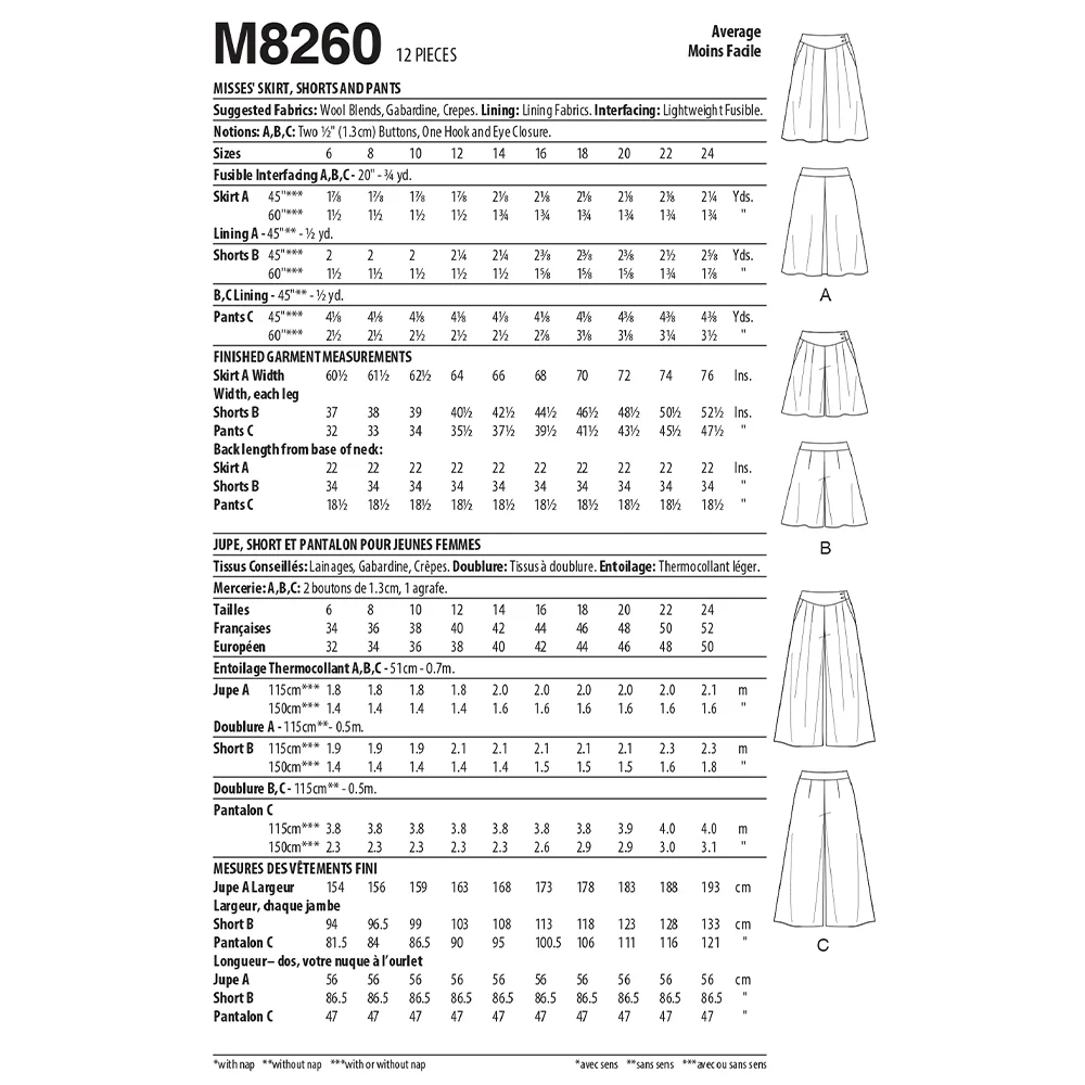 M8260 Misses' Skirt, Shorts and Pants - Image 2