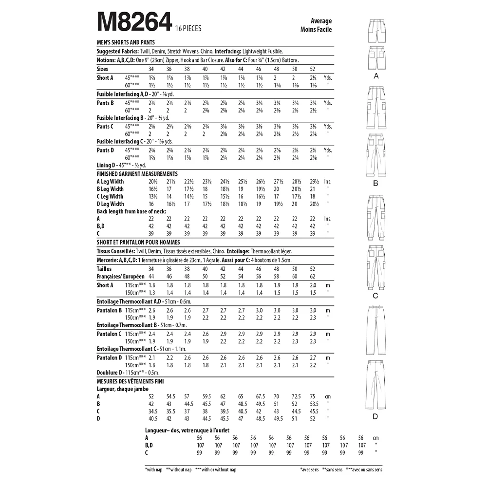 M8264 Men's Shorts and Pants (44-46-48-50-52) - Image 2