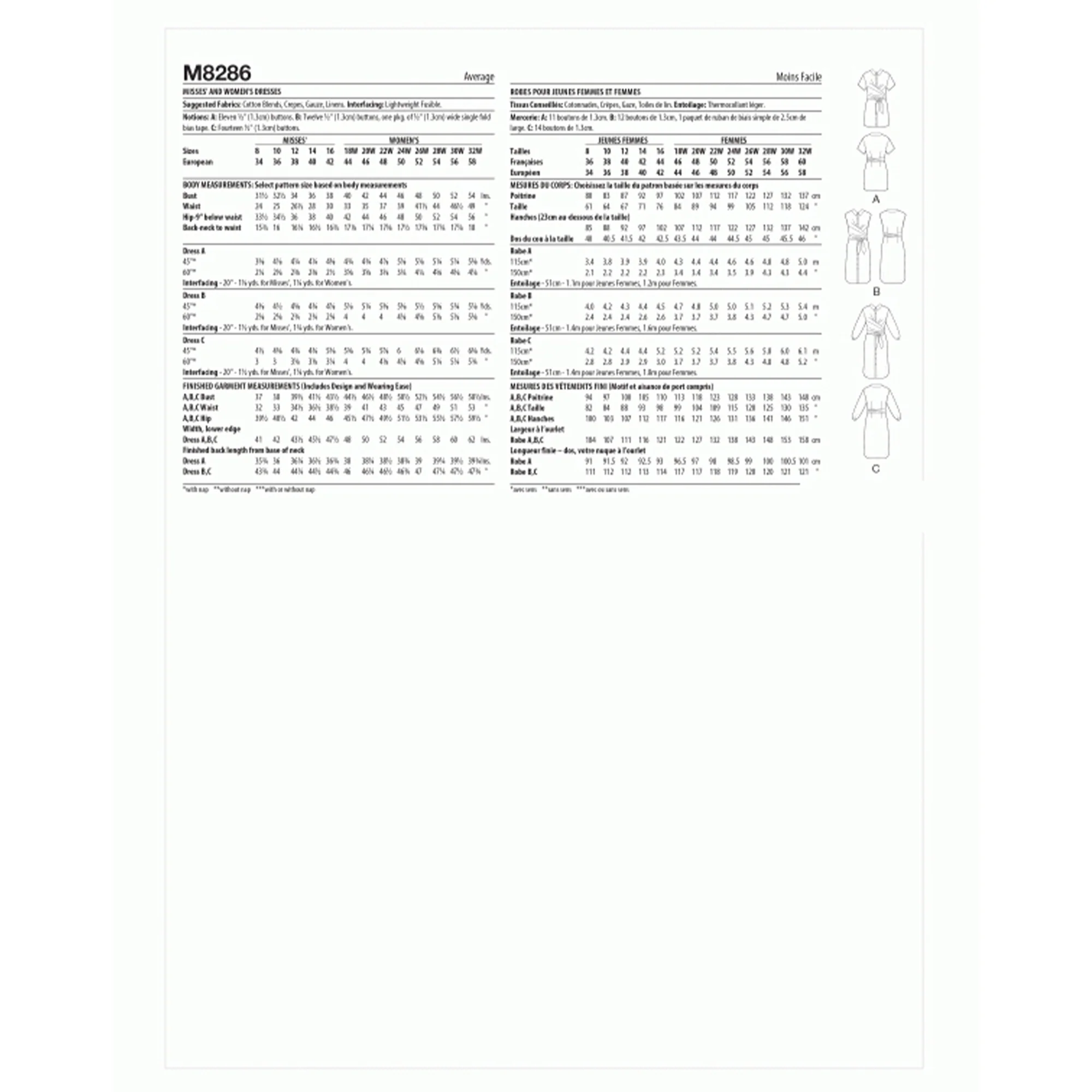 M8286 Misses' and Women's Dresses (18W-20W-22W-24W) - Image 2