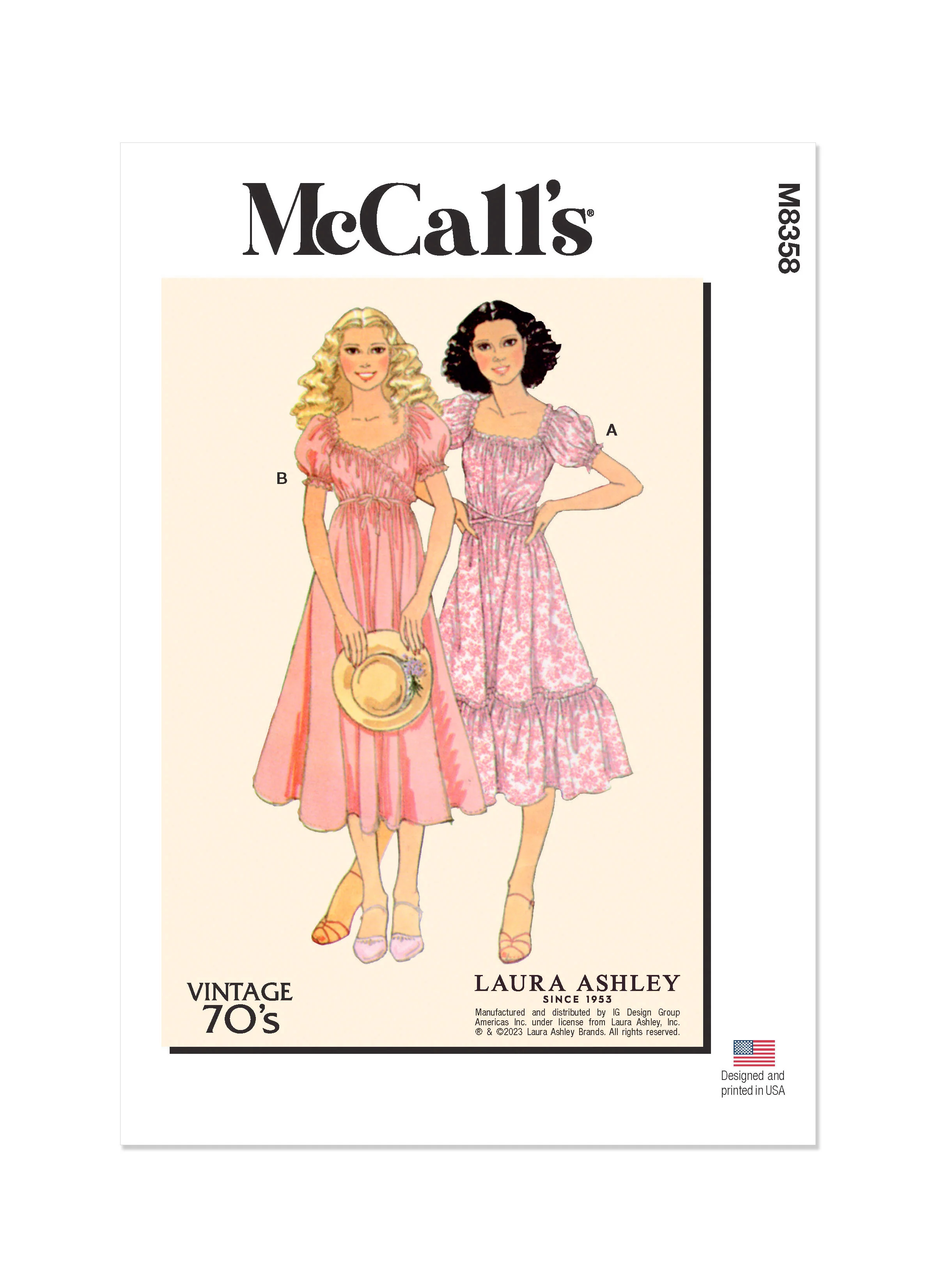 M8358 MISSES' VINTAGE WRAP DRESS BY LAURA ASHLEY (16-18-20-22-24)