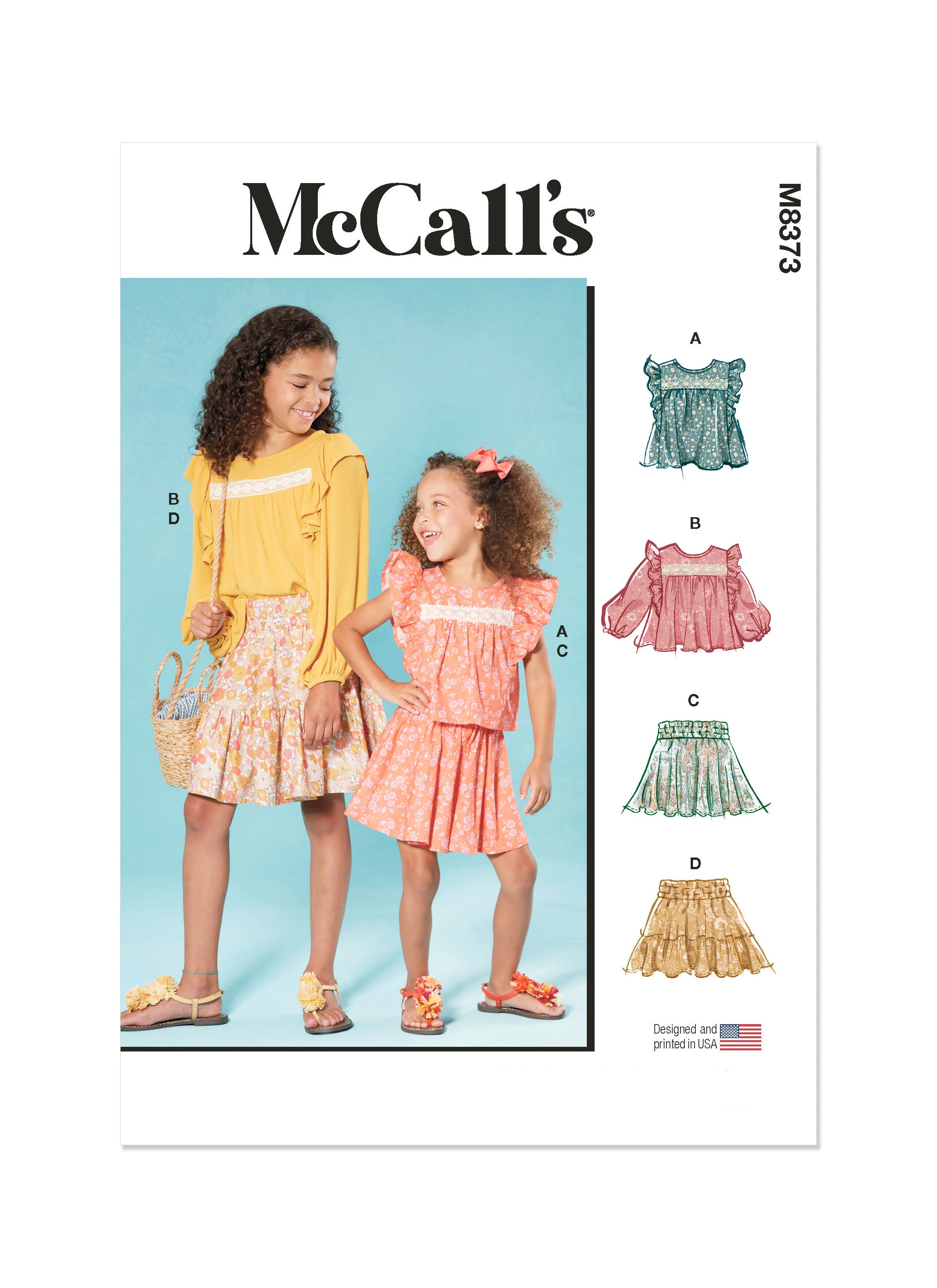 M8373 CHILDREN'S AND GIRLS' TOP AND SKIRT (7-8-10-12-14)