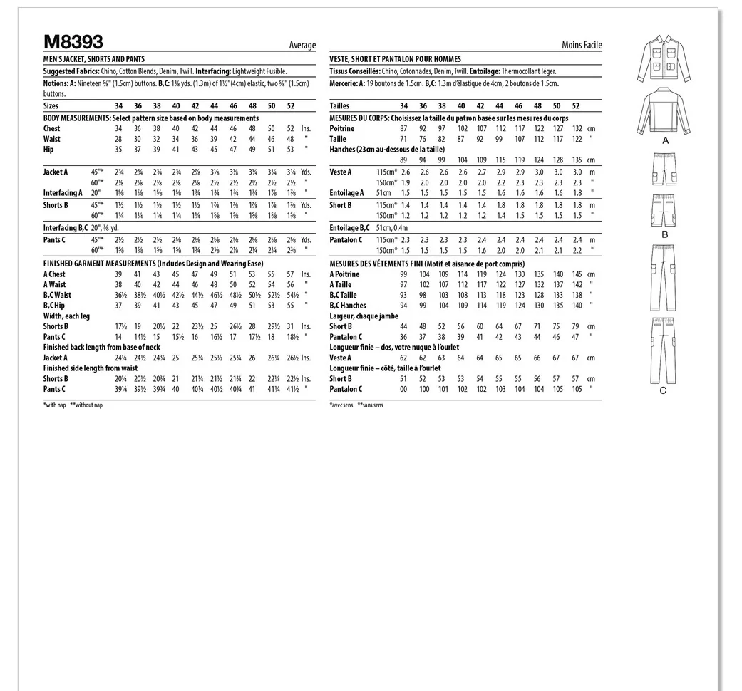 M8393 Men's Jacket, Shorts and Pants (44-46-48-50-52) - Image 2