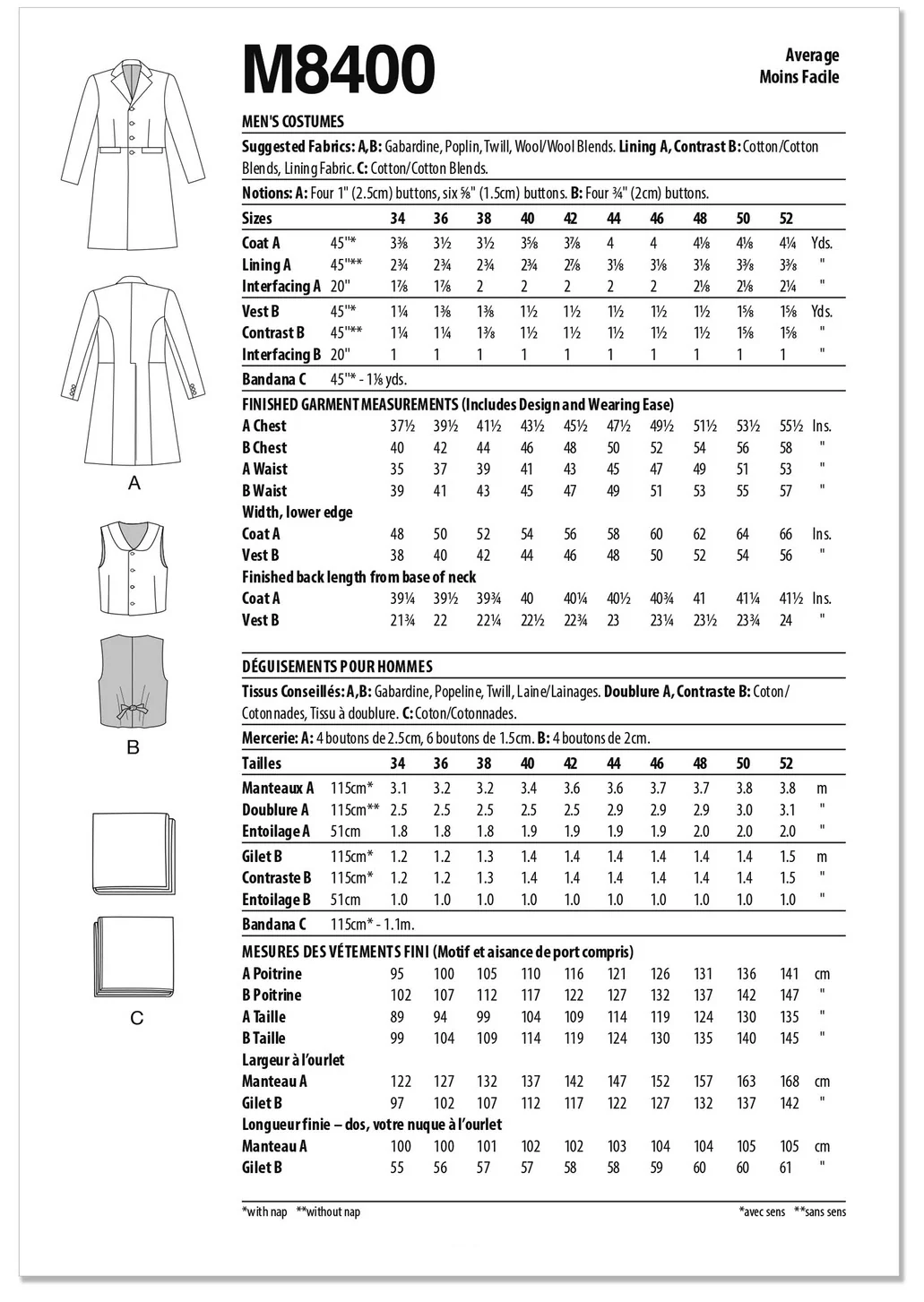 M8400 Men's Costumes (44-46-48-50-52) - Image 2
