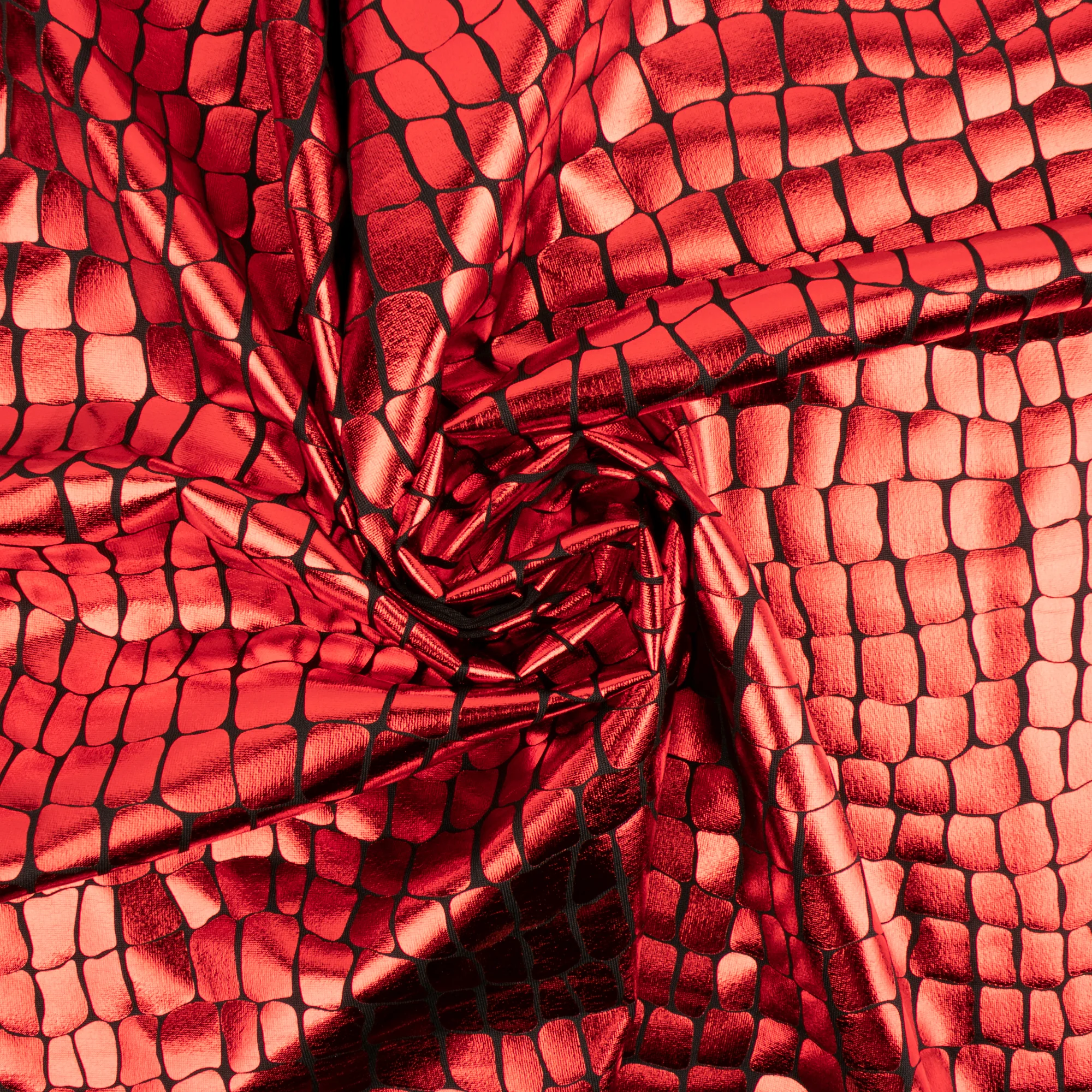 MARDI GRAS - Costuming Fabric - Crocodile - Red - Image 2