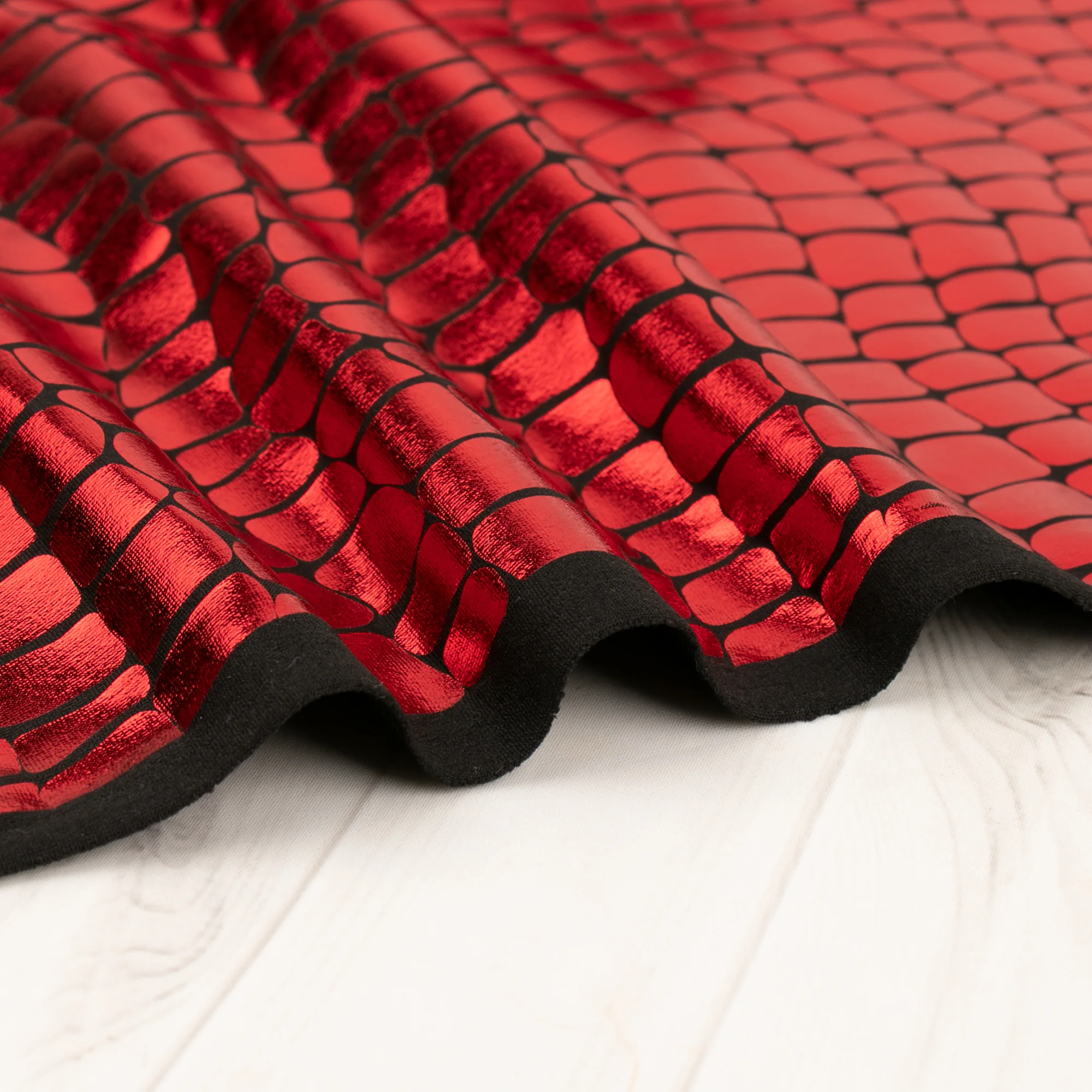 MARDI GRAS - Costuming Fabric - Crocodile - Red - Image 4