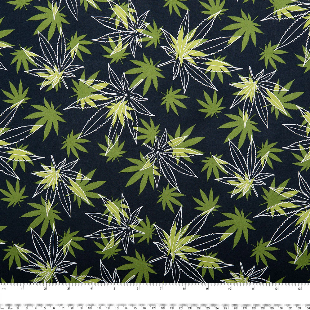 MARY JANE - Printed Cotton - Multiple leafs - Black - Image 2