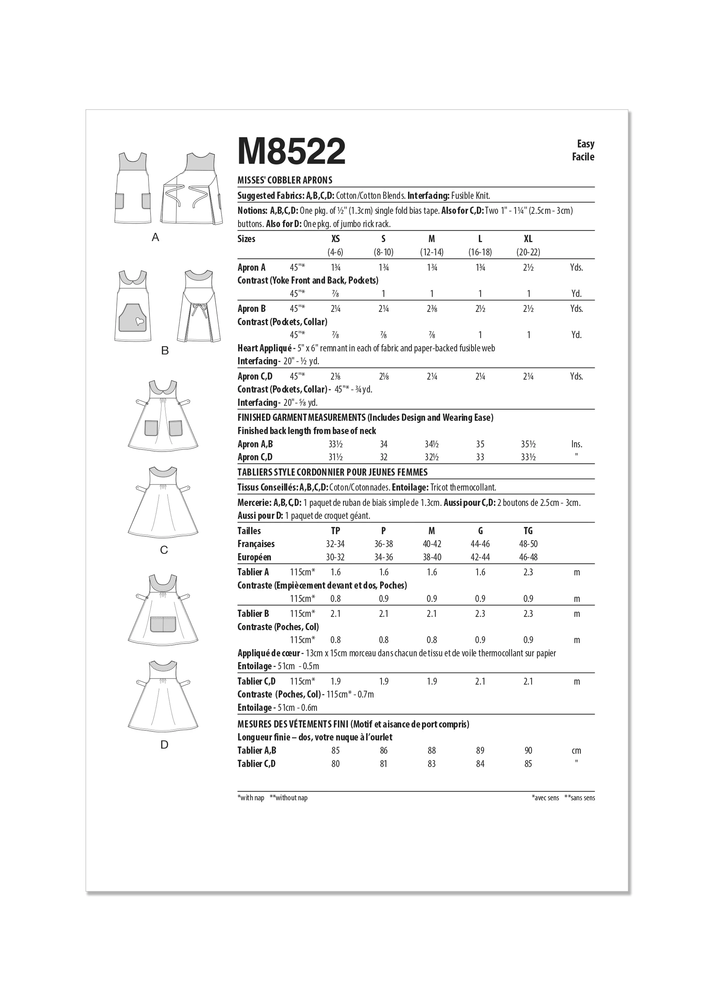 MCCALL'S - M8522 Misses' Cobbler Aprons - Image 2