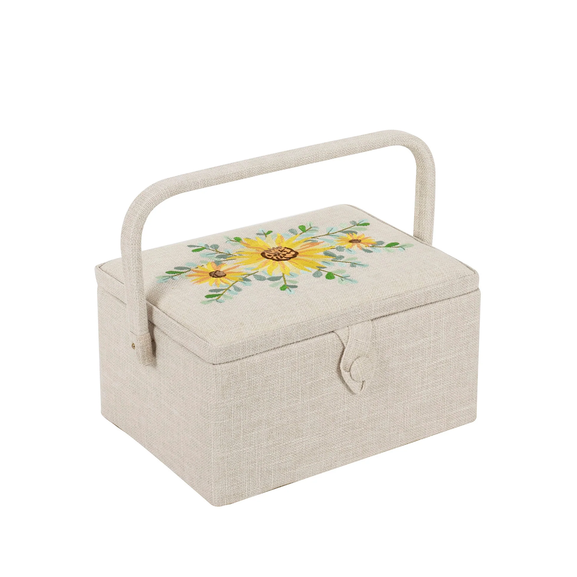 Medium Sewing Basket - Embroideried Eucalyptus
