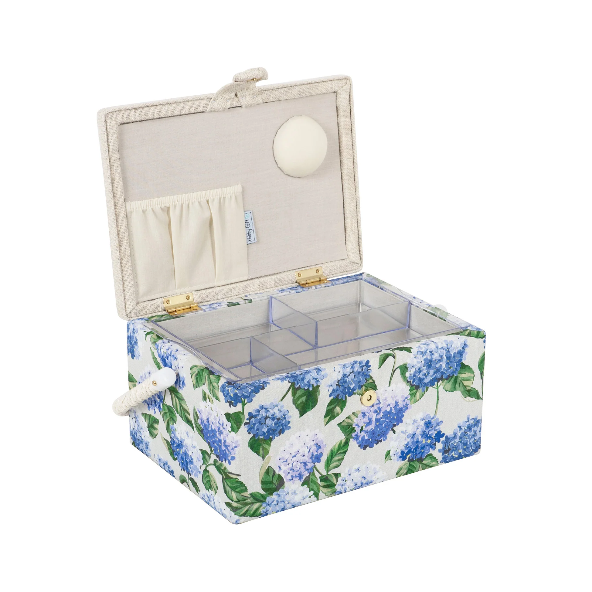 Medium Sewing Basket - Embroideried Hydrangea - Image 2