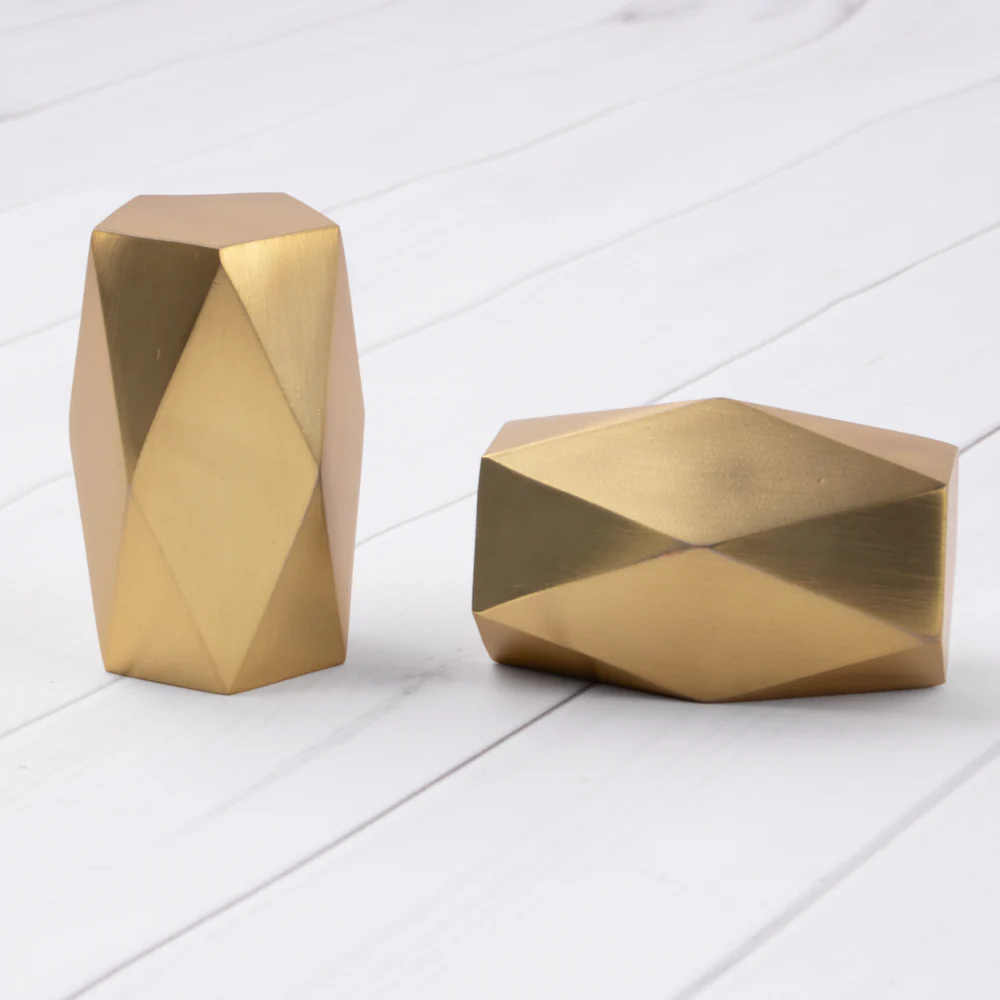 Metal finial for 19mm rod - Pentagon - Brushed Brass
