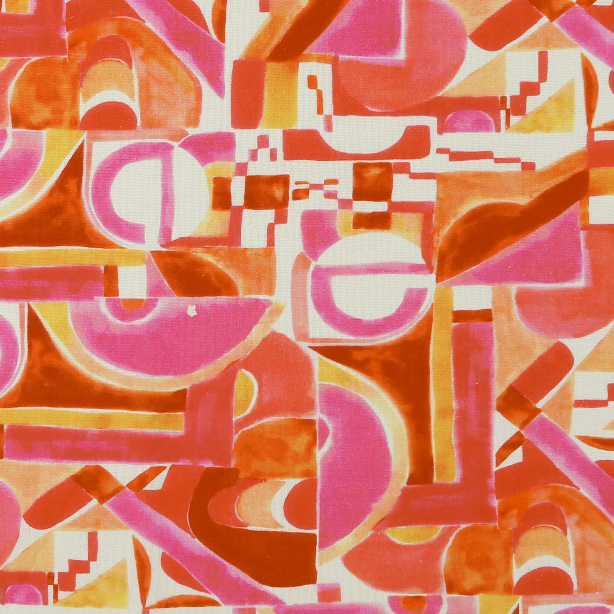 Mix of printed rayon and Linen - BARBADOS - 006 - Pink