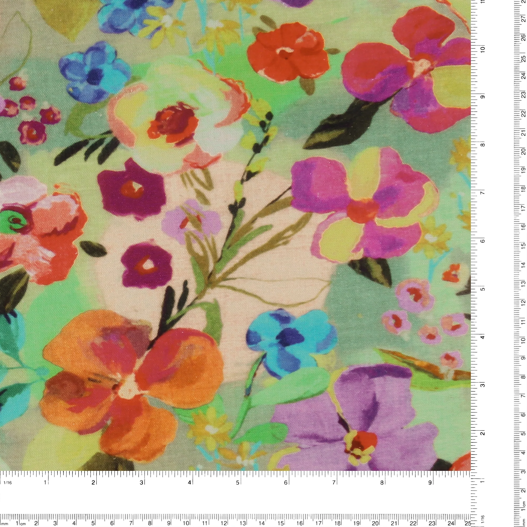 Mix of printed rayon and Linen  - BARBADOS - 008 - Green - Image 3