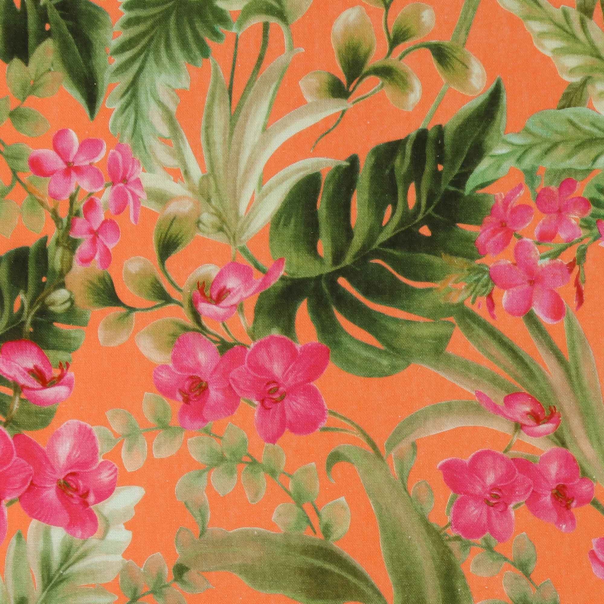 Mix of printed rayon and Linen - BARBADOS - 011 - Tangerine