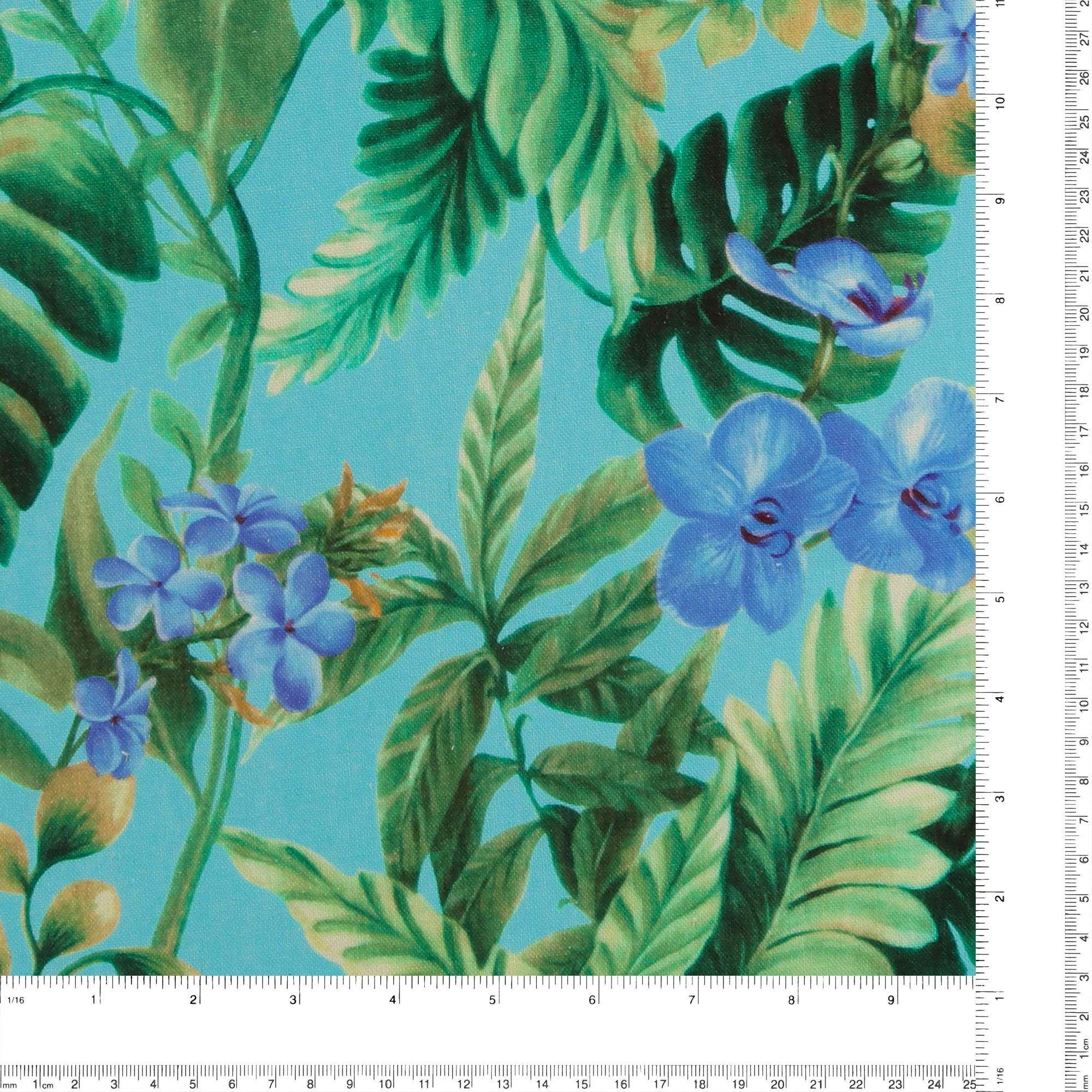 Mix of printed rayon and Linen - BARBADOS - 012 - Aqua - Image 3