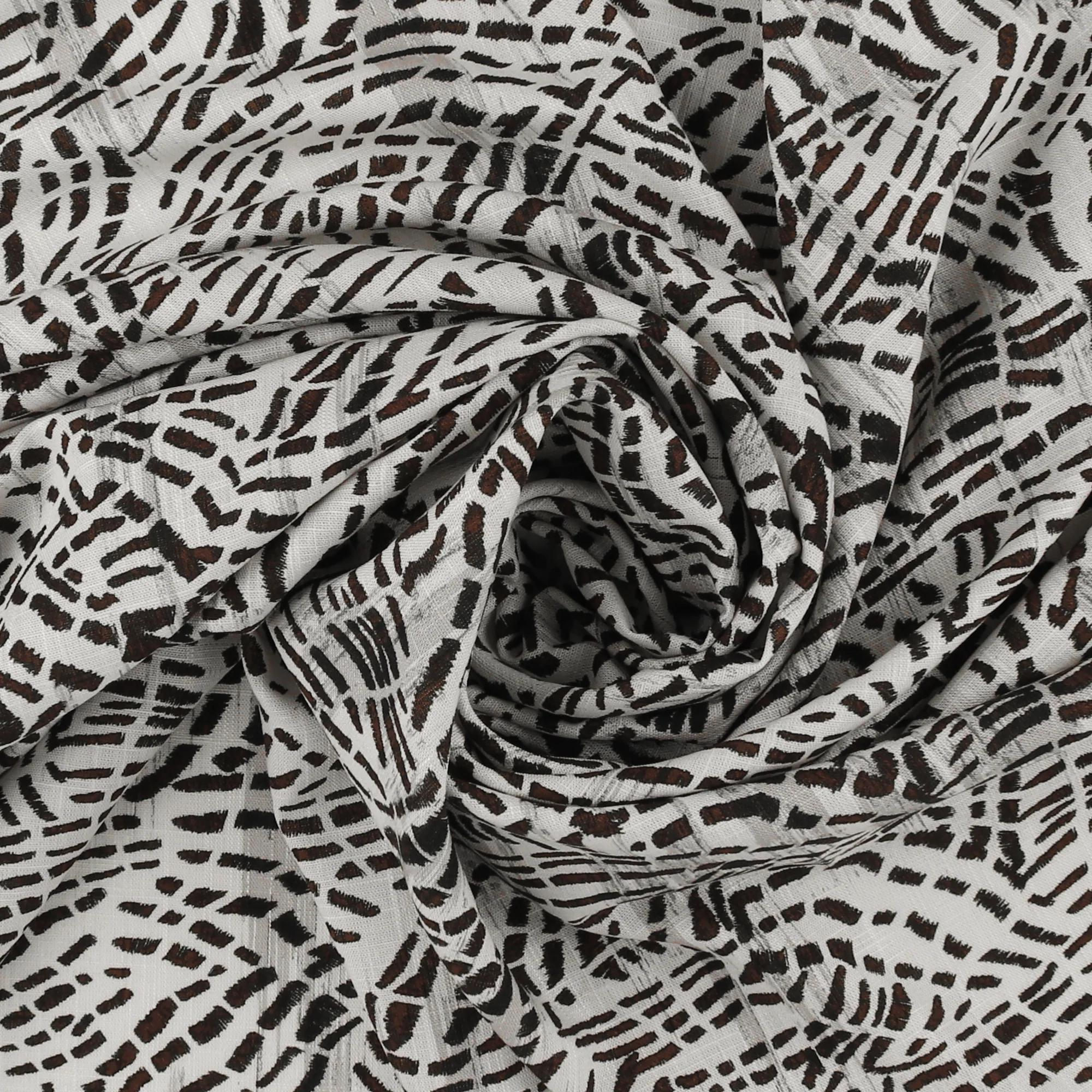 Mix of printed rayon and Linen - BARBADOS - 017 - Brown - Image 2