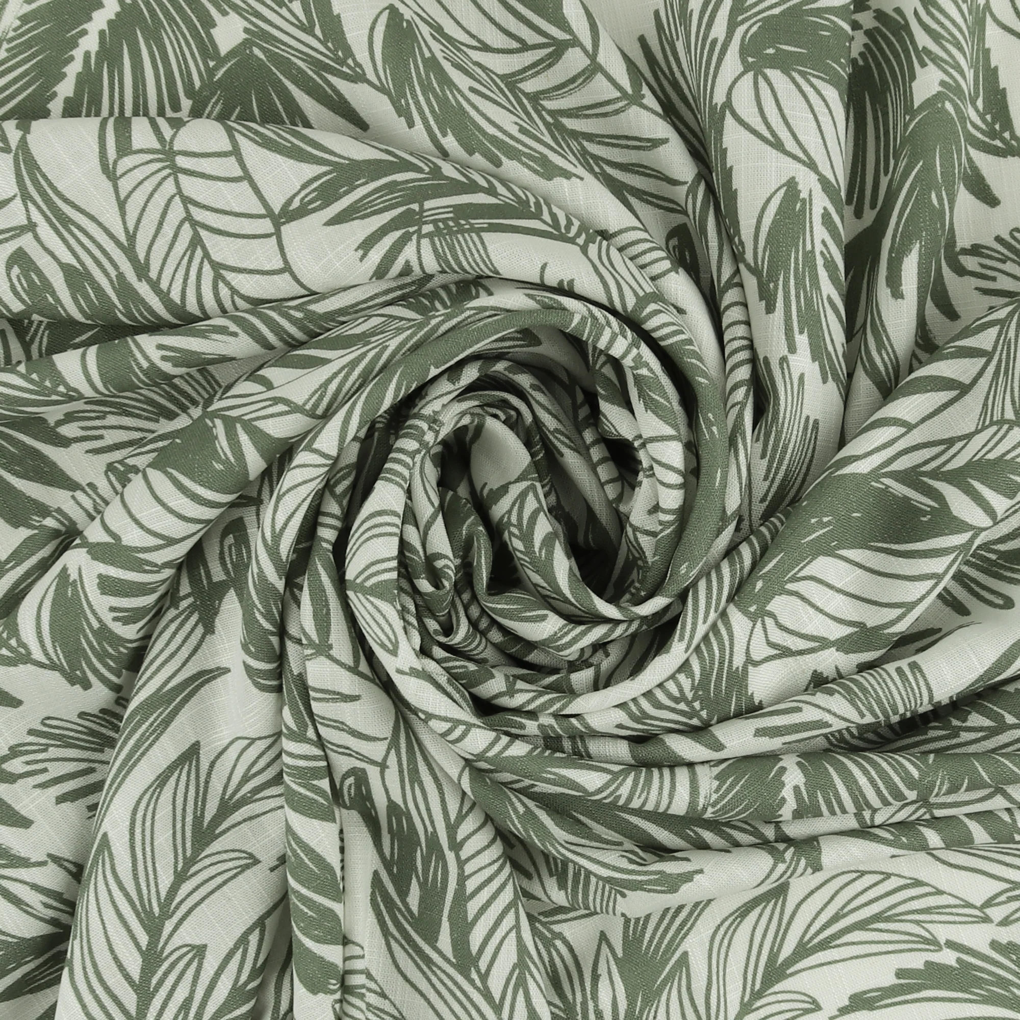 Mix of printed rayon and Linen  - BARBADOS - 018 - Sage - Image 2