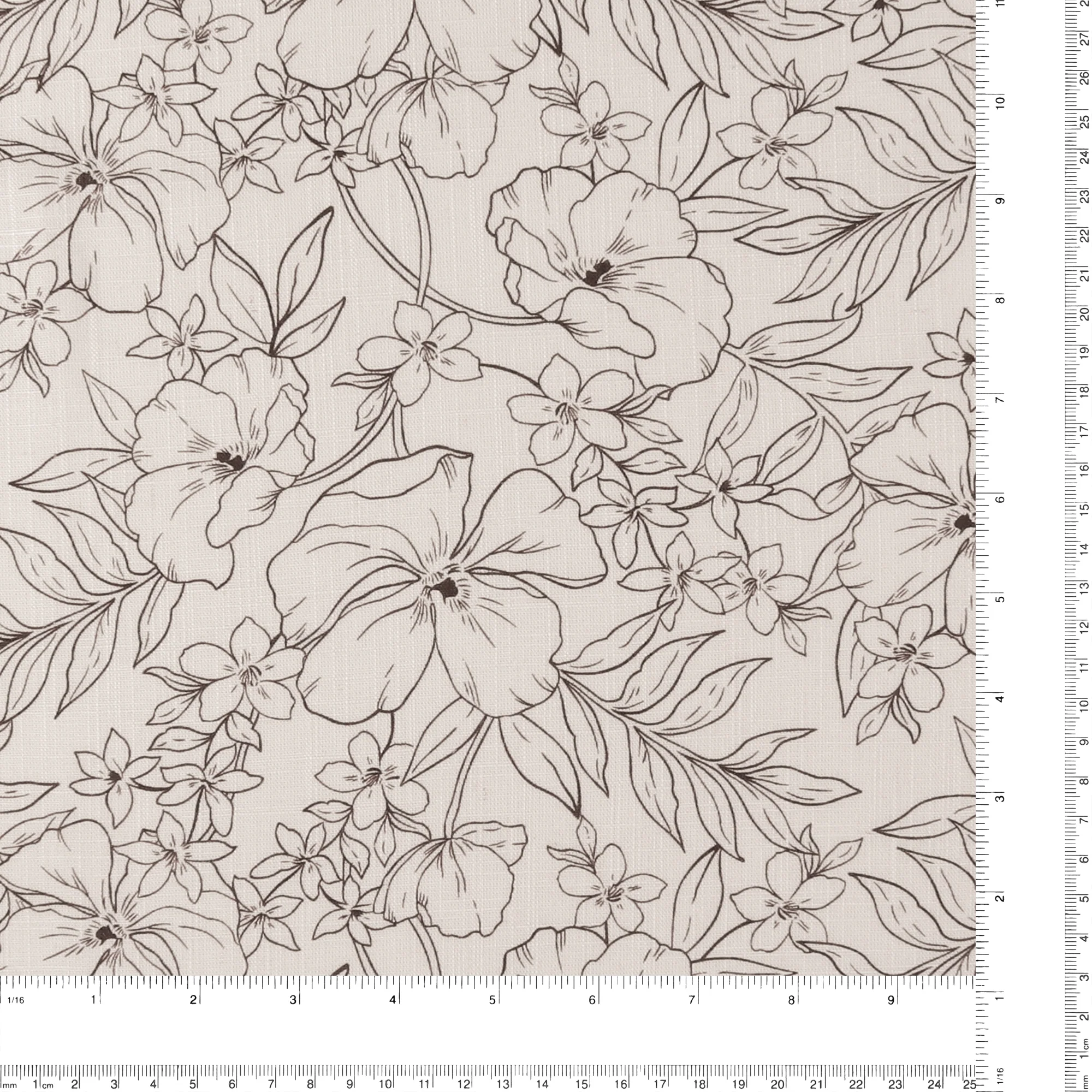 Mix of printed rayon and Linen - BARBADOS - 019 - Latte - Image 3