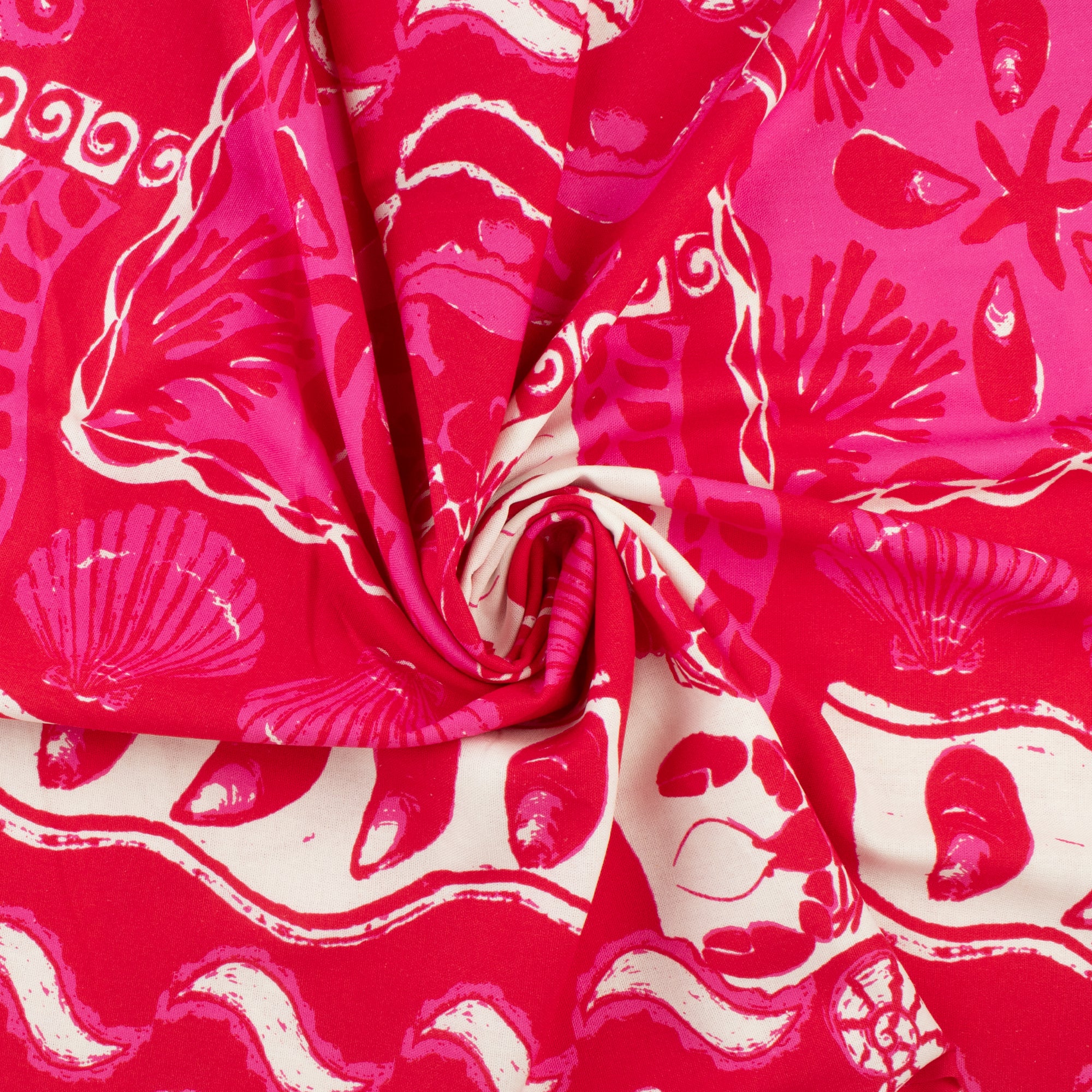 Mix of printed rayon and Linen - SUMMER ESSENTIALS - 001 - Hot Pink - Image 2